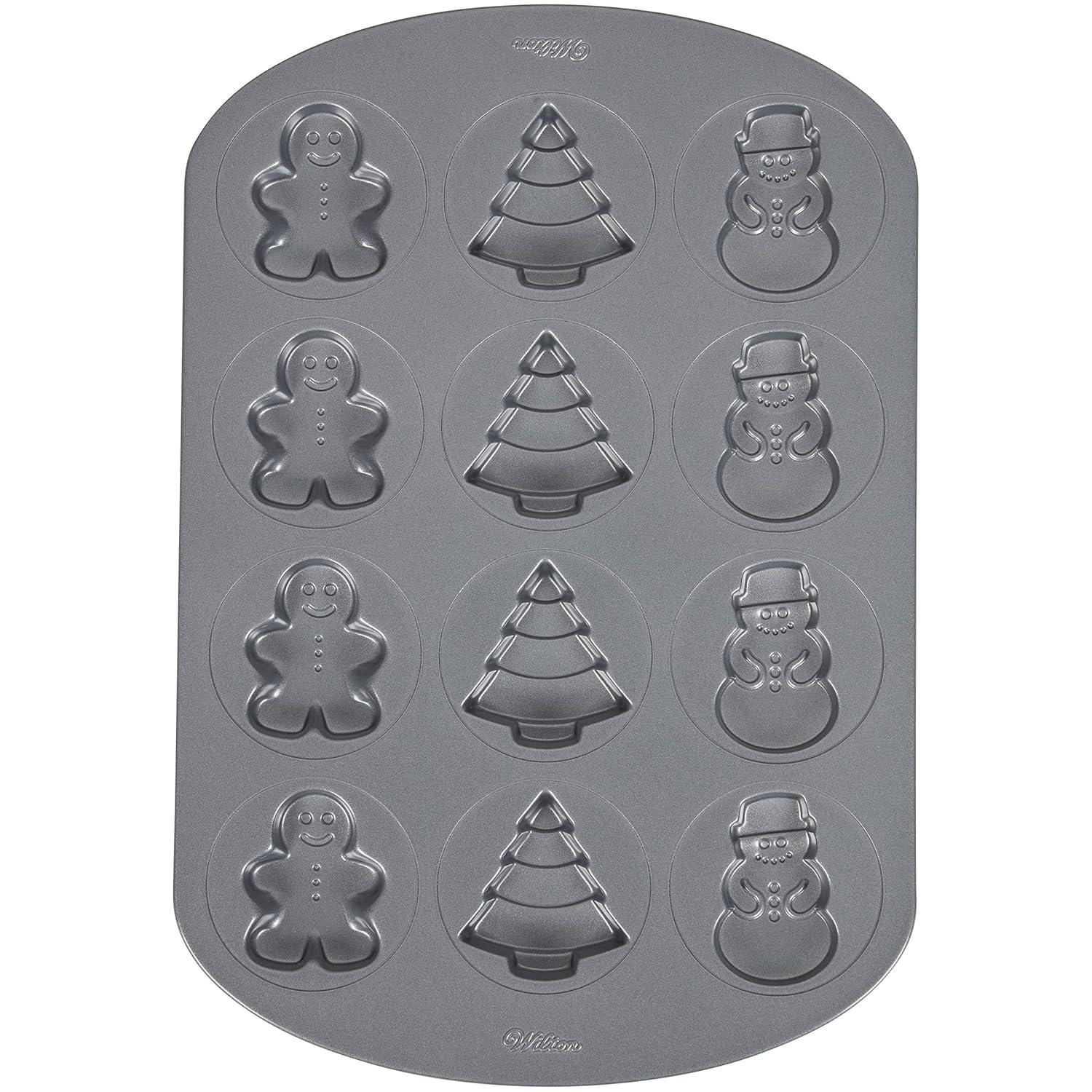 Wilton Non-Stick Christmas Shapes Cookie Pan, 12-Cavity Molds