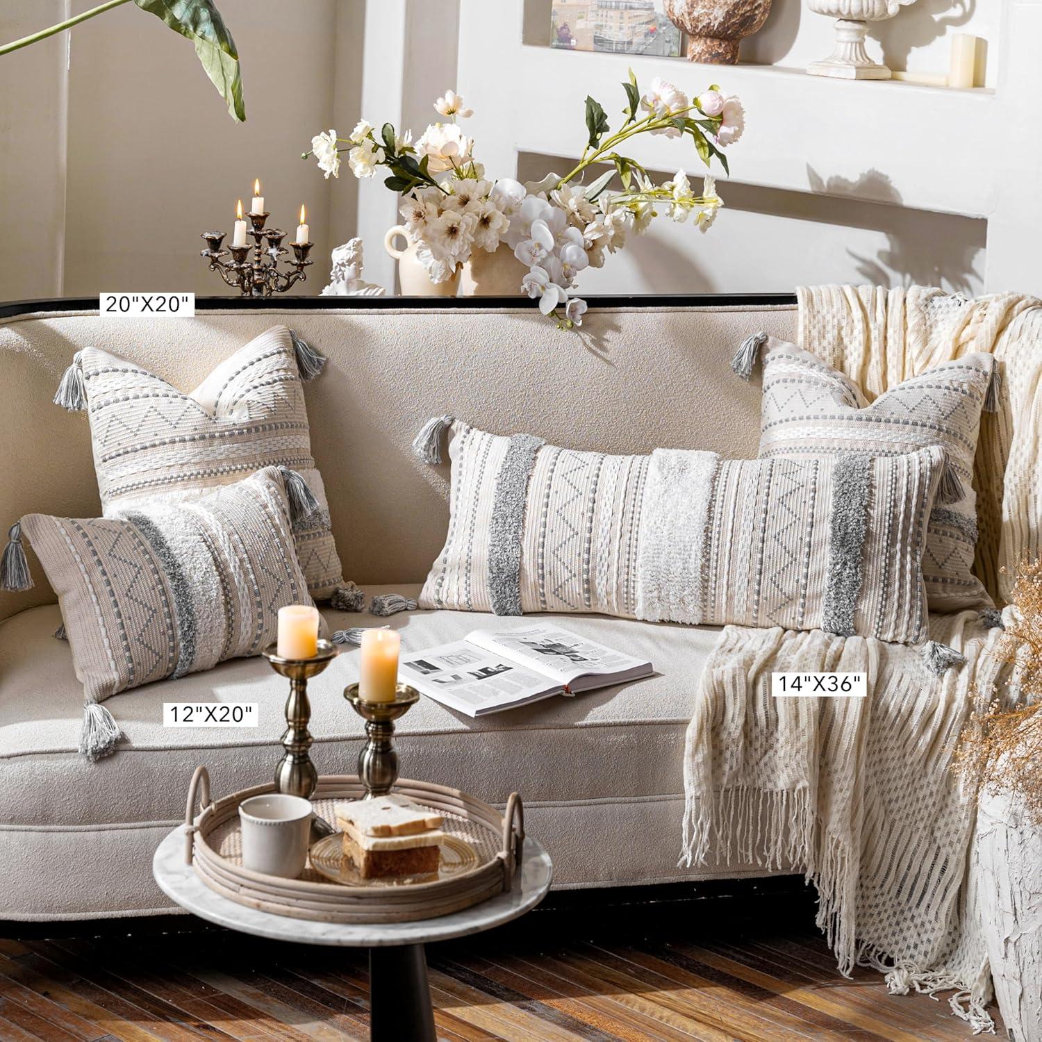 POFIMP 14X36 Rectangle Bohemian Style Pillow Cover For Sofa Living Room Decoration (1 Pack)