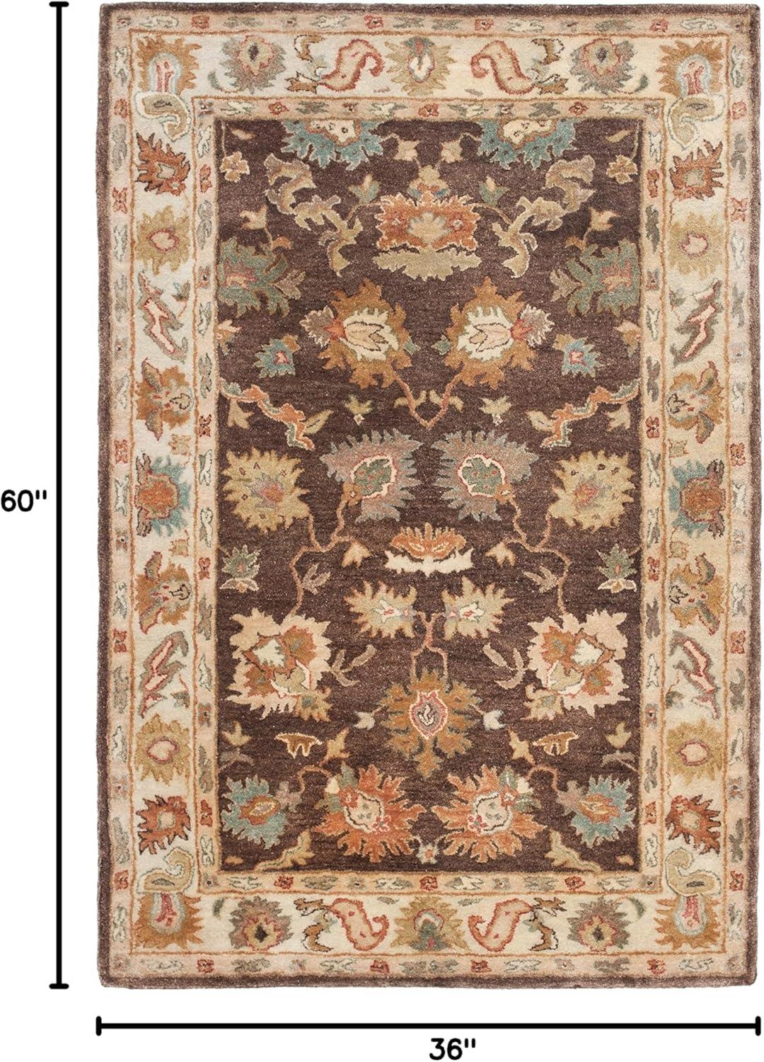 SAFAVIEH Bergama Bradford Traditional Wool Area Rug, Brown/Ivory, 3' x 5'