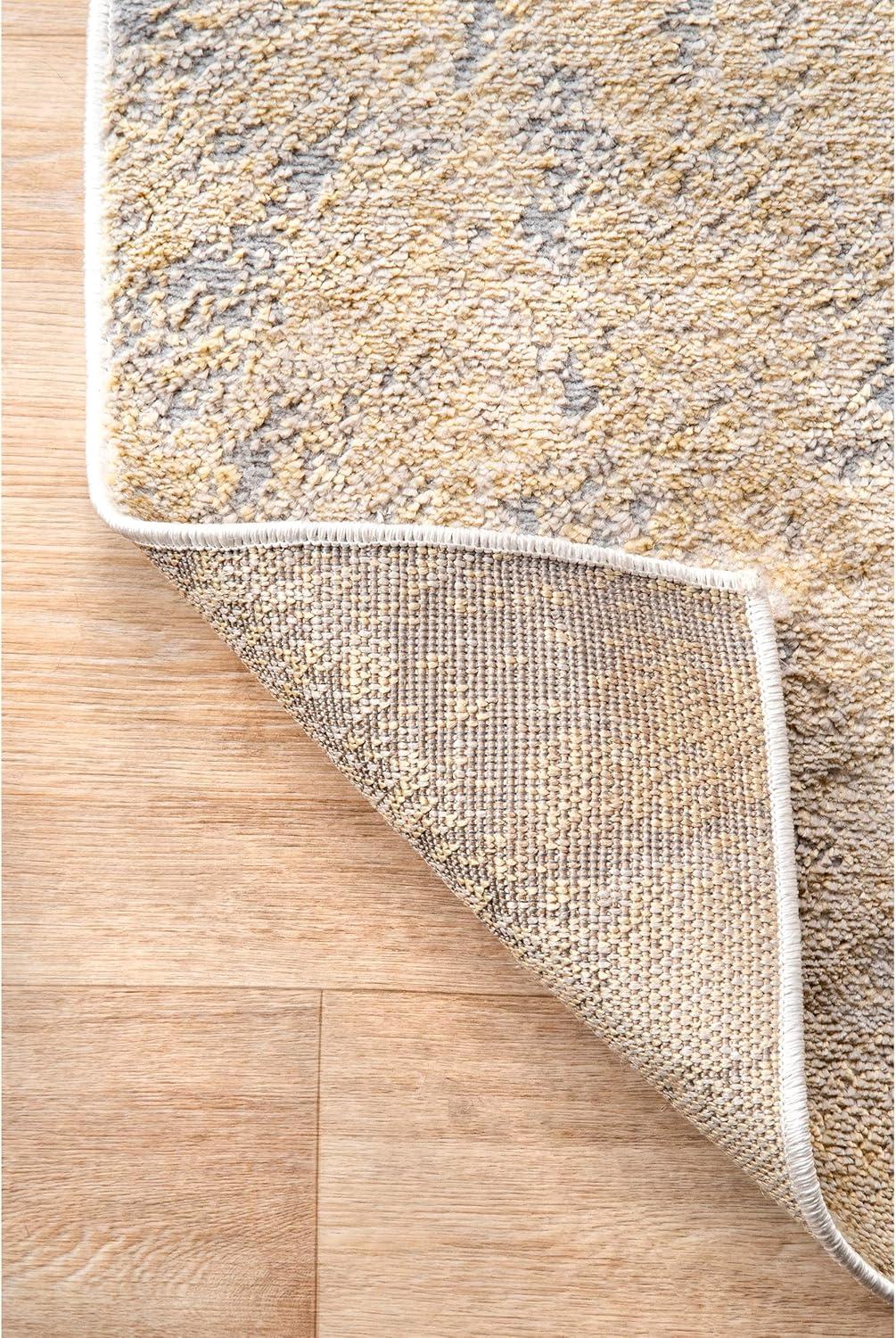 Eco-Friendly Gold Abstract 4'x6' Synthetic Area Rug