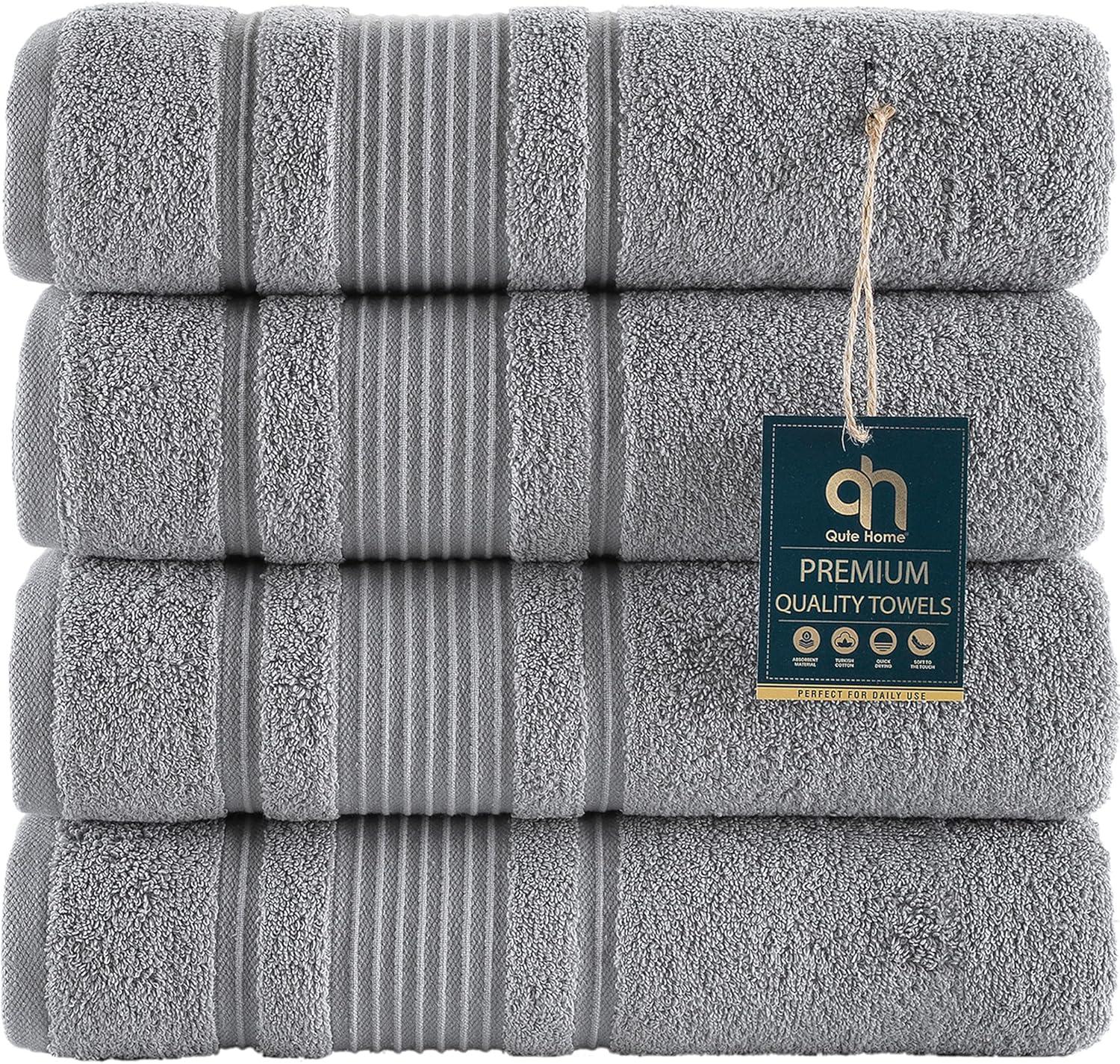 Gray 4-Piece Turkish Cotton Bath Towel Set