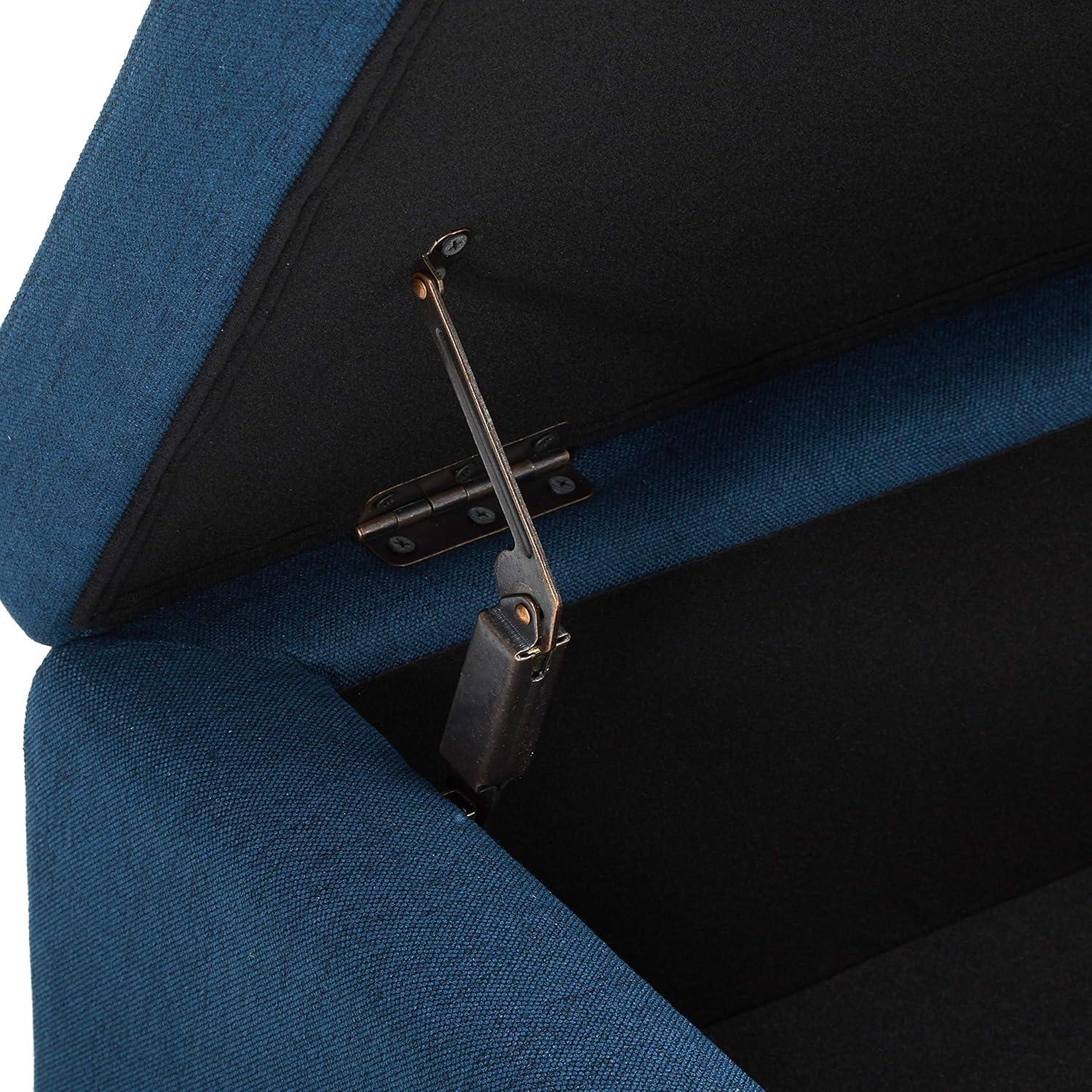 Christopher Knight Home York Storage Ottoman Navy Blue: Upholstered, Wood Frame, No Assembly Required