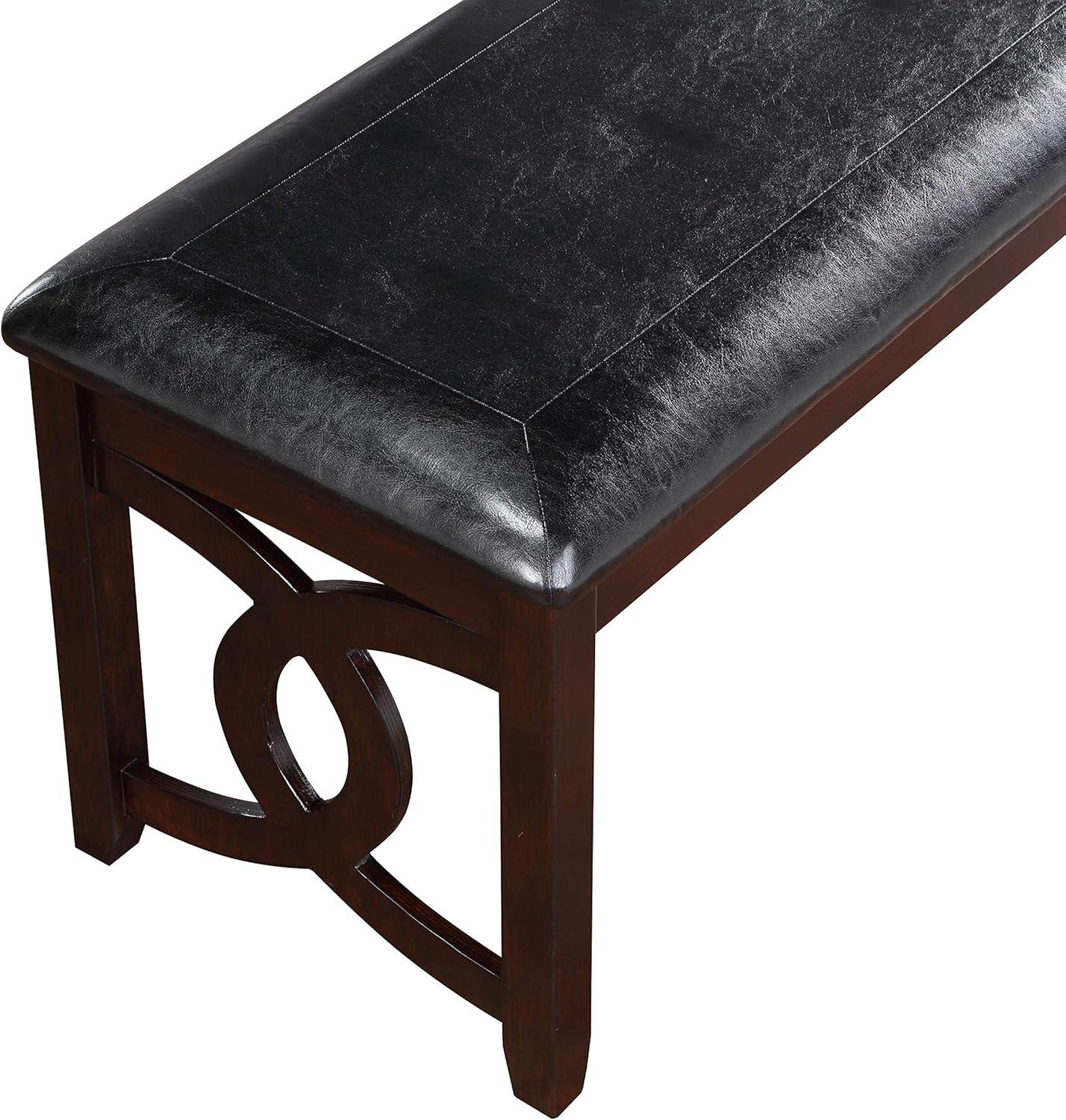 New Classic Furniture Gia 46" Solid Wood and Faux Leather Bench in Ebony Black