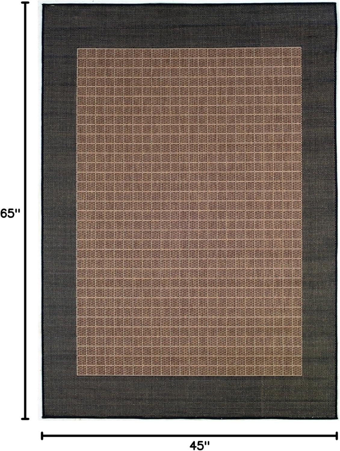 Couristan Recife Checkered Field Indoor / Outdoor Area Rug, Cocoa- Black, 3'9" x 5'5"