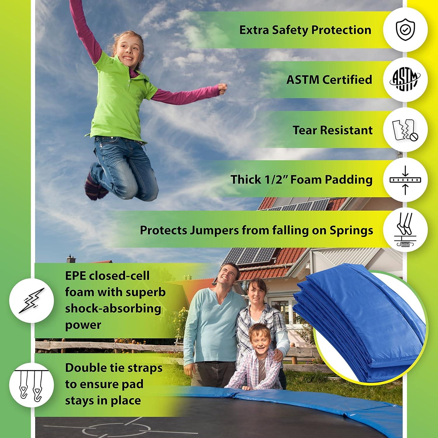 Upper Bounce Blue PVC Trampoline Safety Pad for 12' Round Trampolines