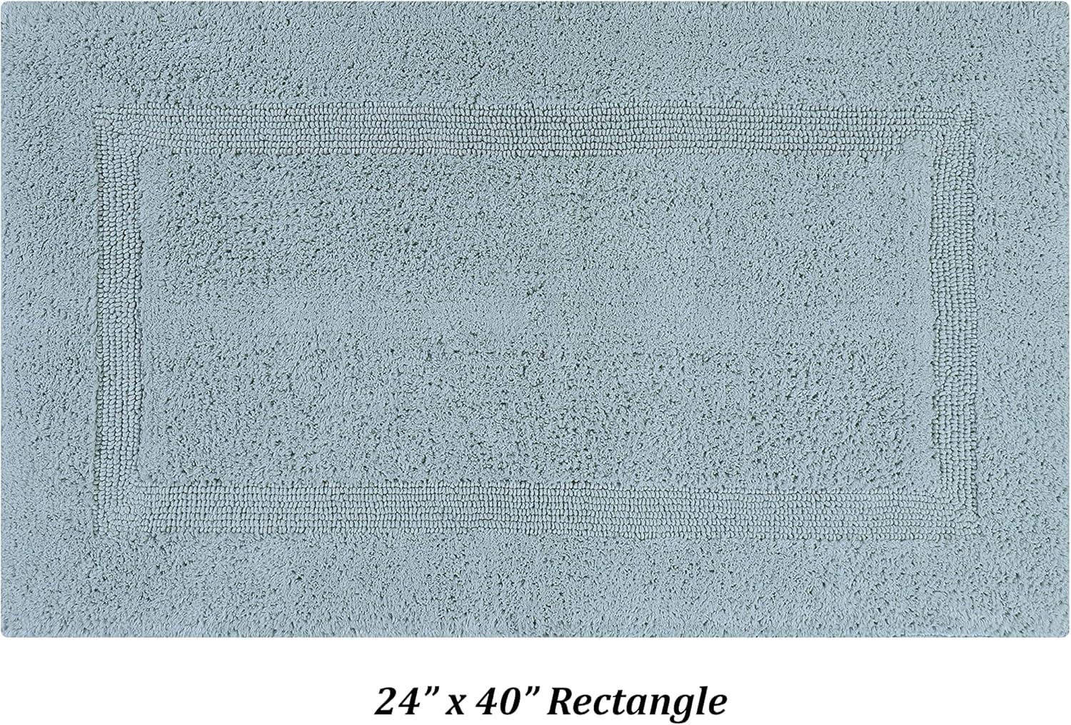Better Trends Lux 100% Cotton Tufted Solid Reversible Bath Rug Set 3 PC (17" x 24" | 24" x 40" | 20" x 60") - Blue