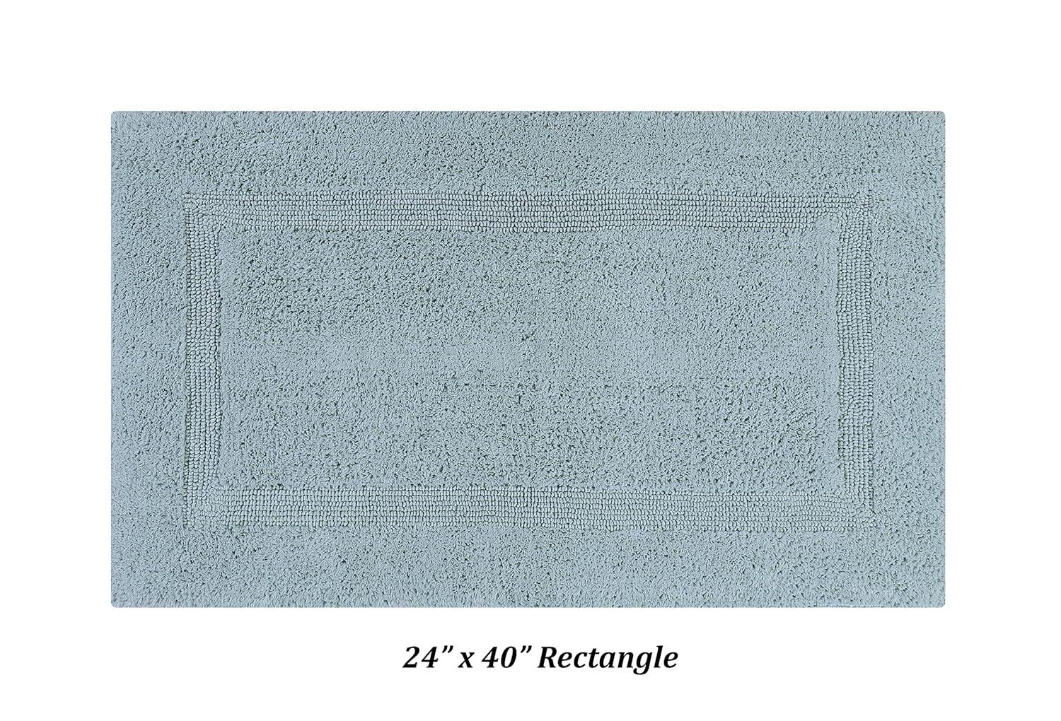 Better Trends Lux 100% Cotton Tufted Solid Reversible Bath Rug Set 3 PC (17" x 24" | 21" x 34" | 24" x 40") - Blue