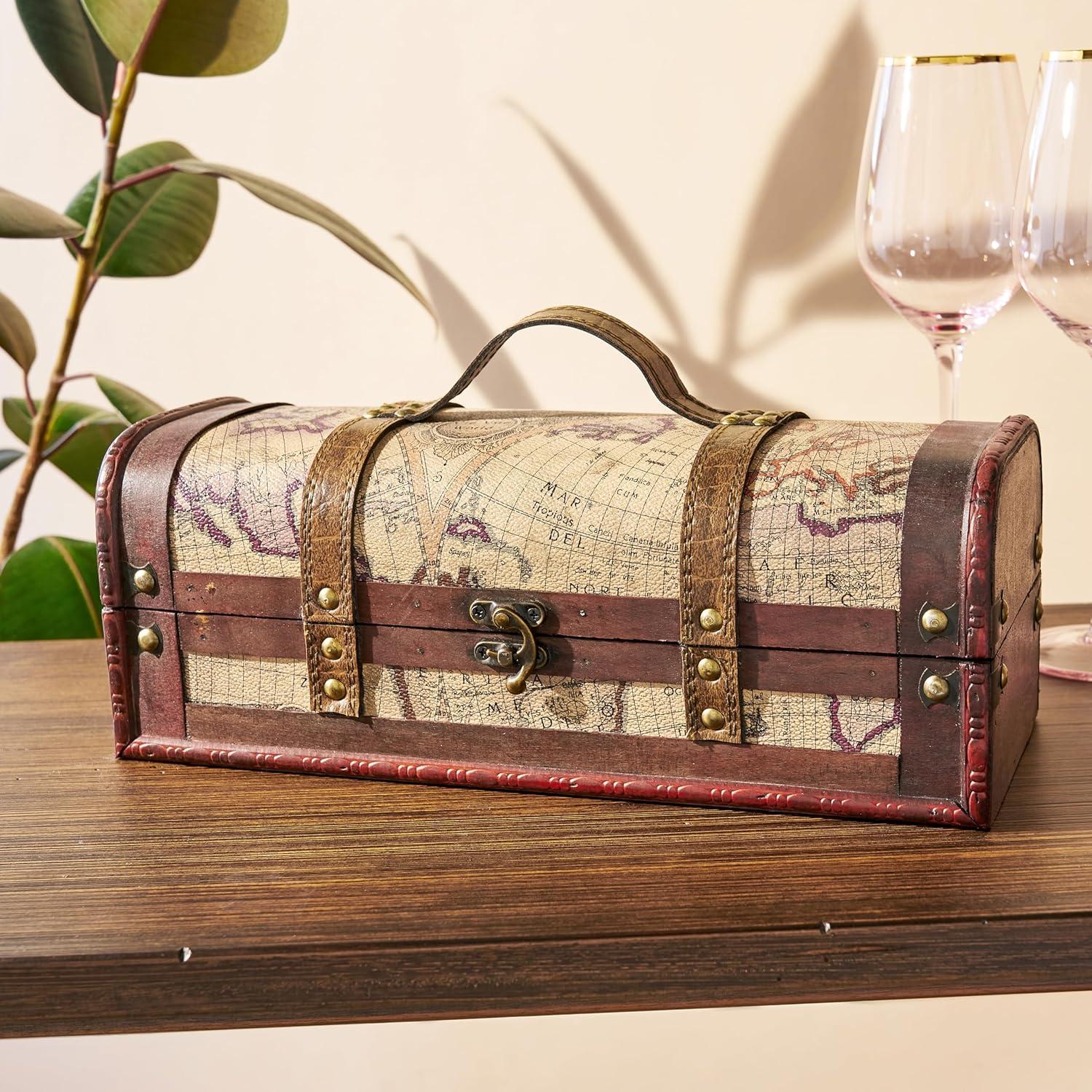 Twine Twine Chateau Bottle Old World Map Wine Box