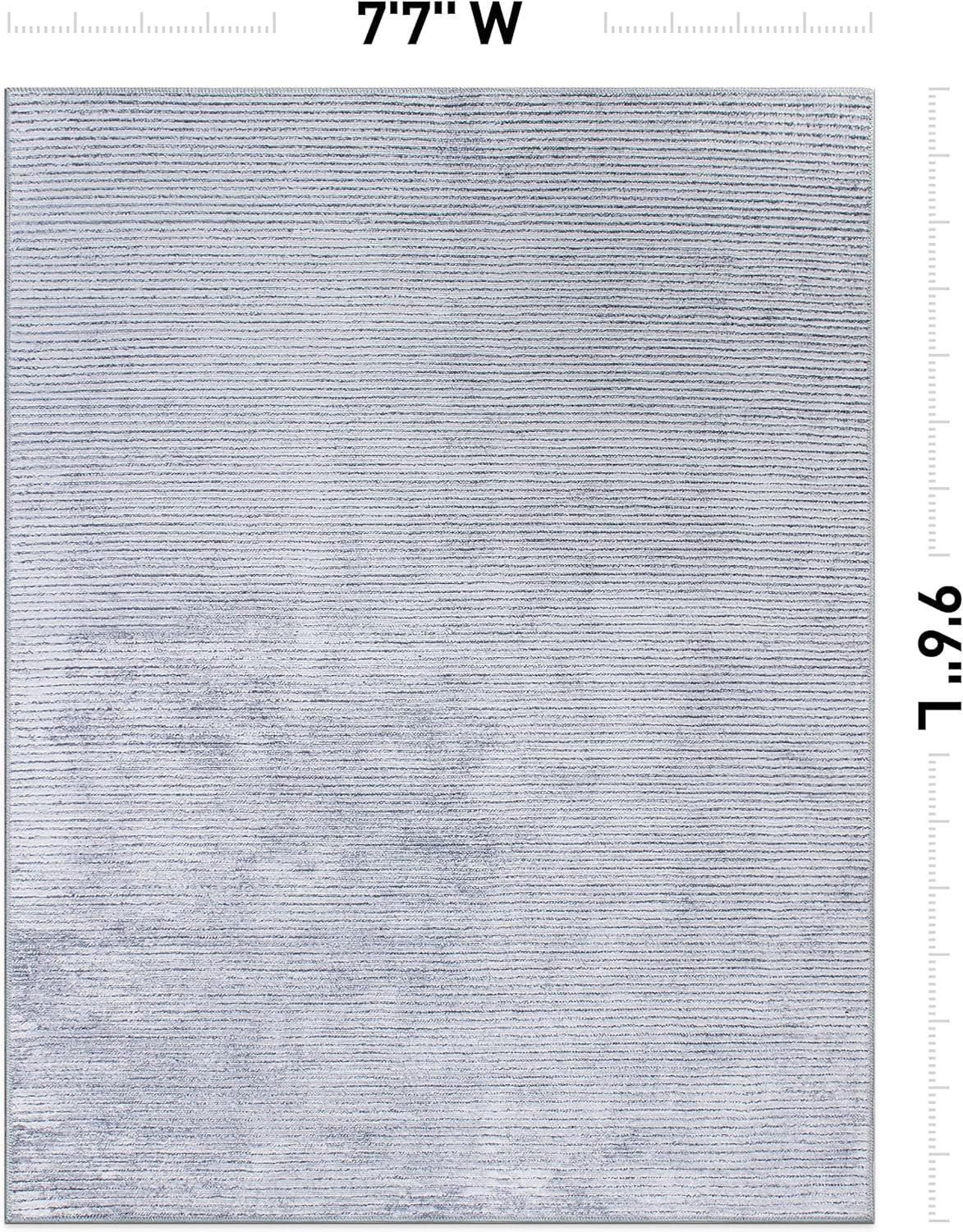 Eco-Friendly Gray Stripe Flat Woven 7'7"x9'6" Synthetic Area Rug