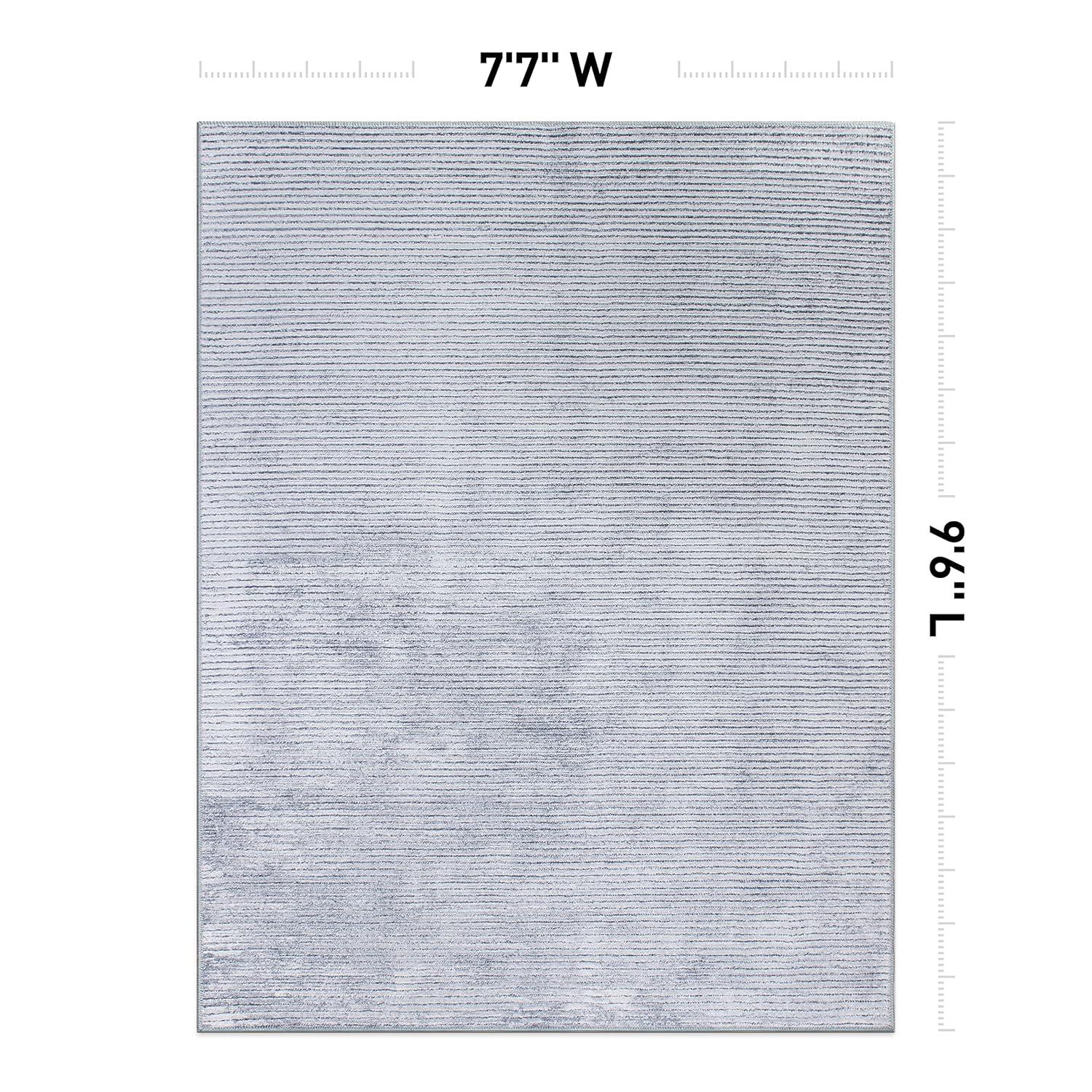 World Rug Gallery Contemporary Distressed Stripe Machine Washable 7'7"x9'6" Gray Indoor Area Rug:  Stain-Resistant Flat Pile