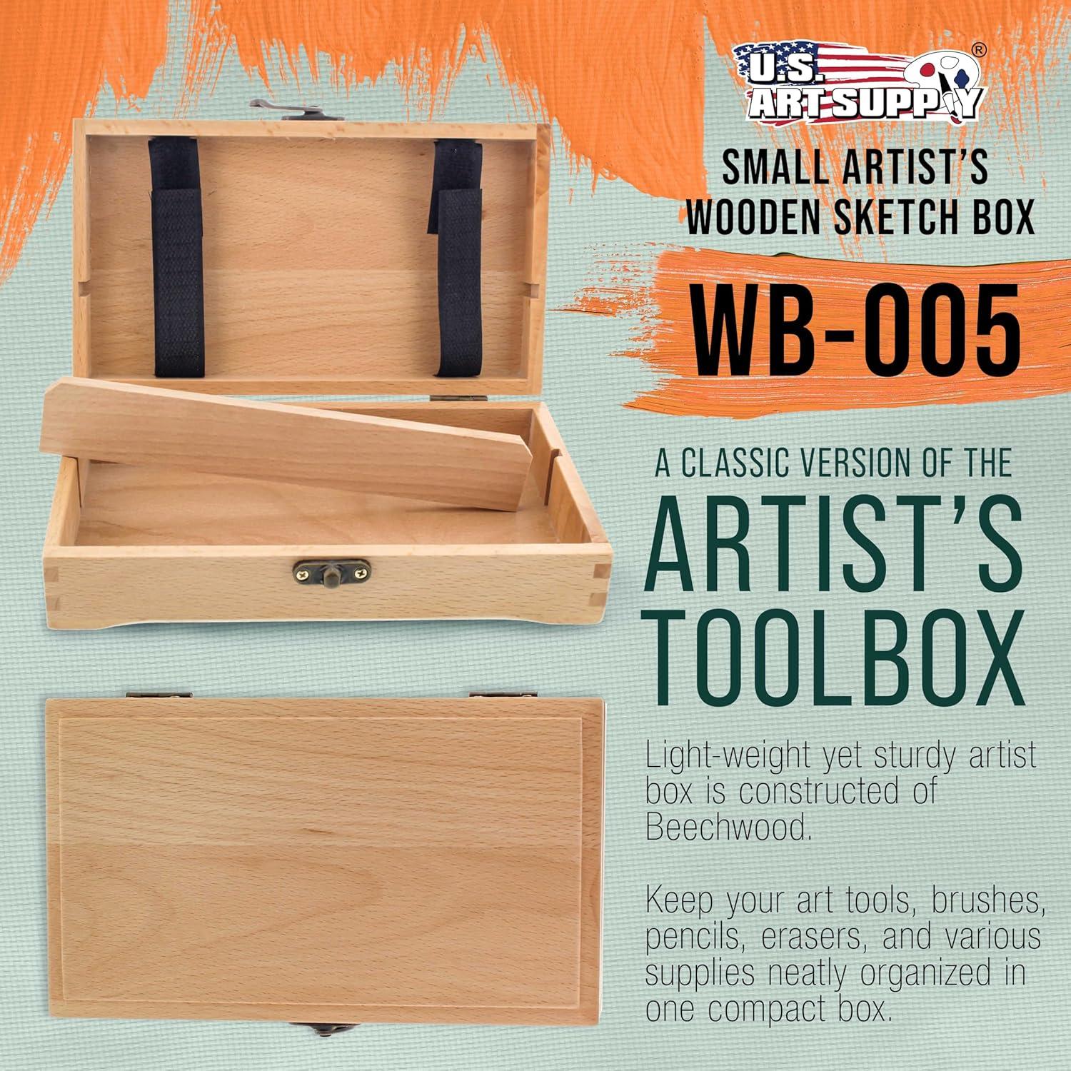 U.S. Art Supply Beige Storage Box with Locking Clasps for Artist Tools