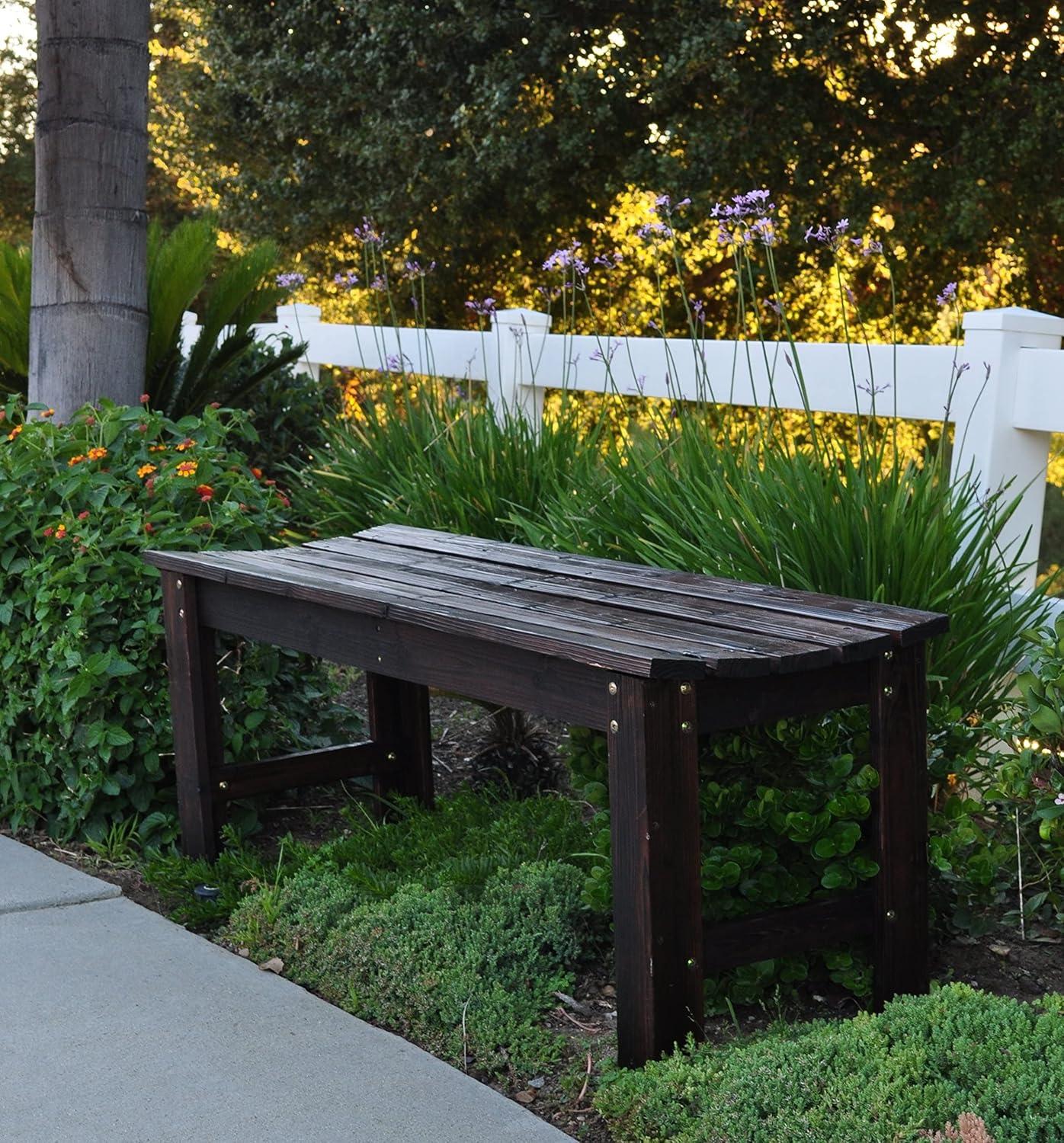 Burnt Brown Cedar 4ft Backless Outdoor Garden Bench