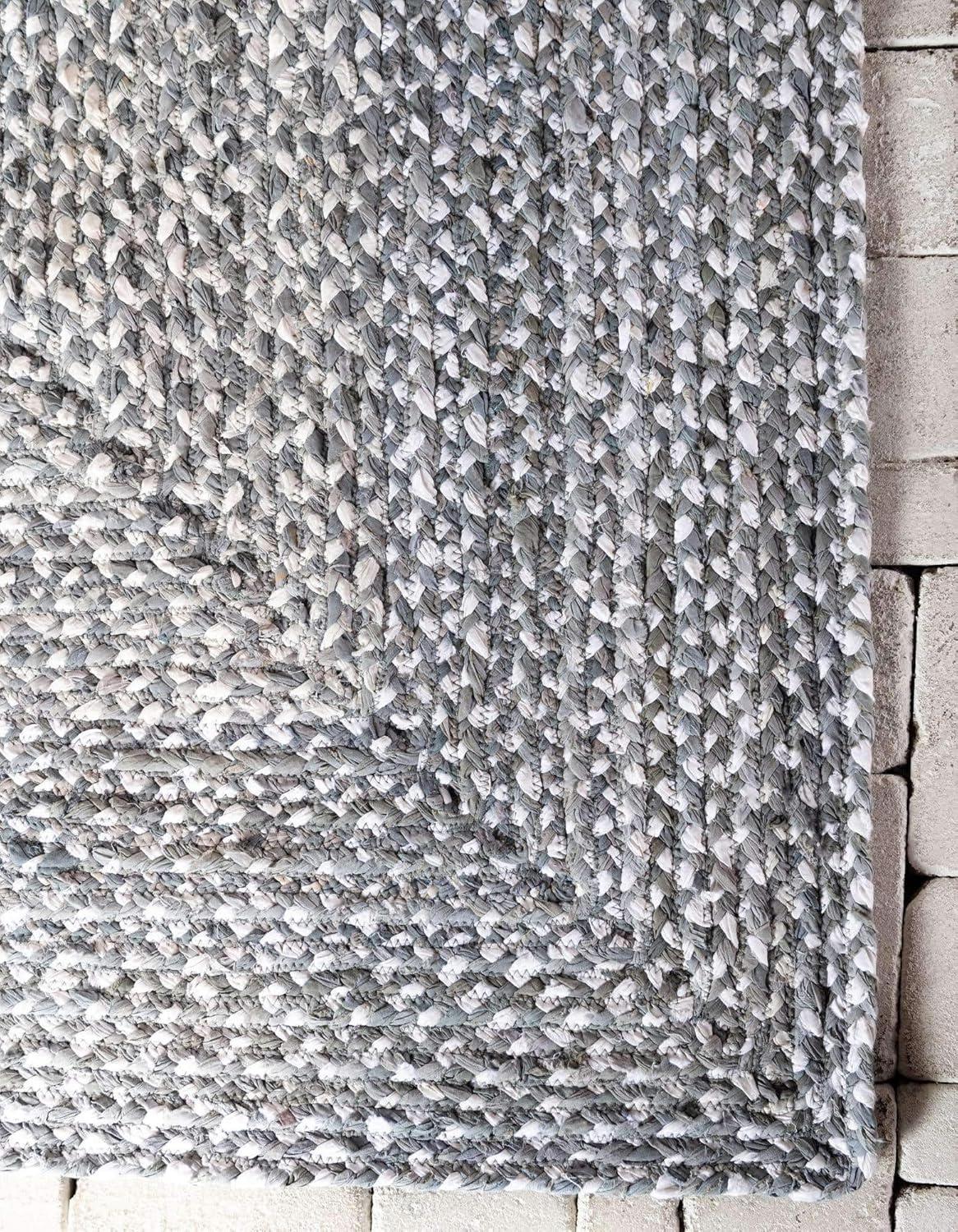 Handmade Gray Braided Chindi 8' x 10' Rectangular Area Rug