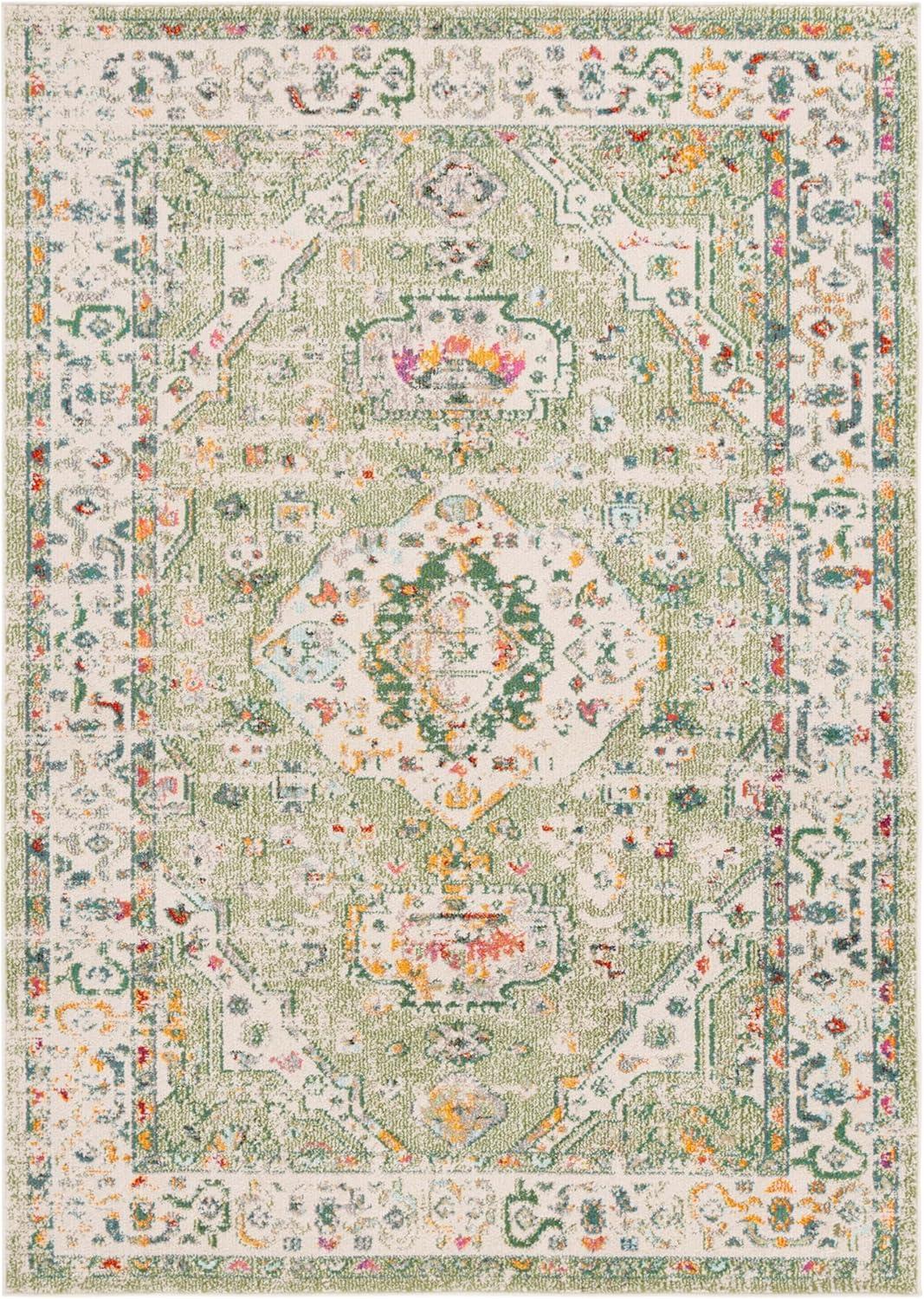 SAFAVIEH Madison Trenton Oriental Area Rug, Sage/Ivory, 6' x 9'