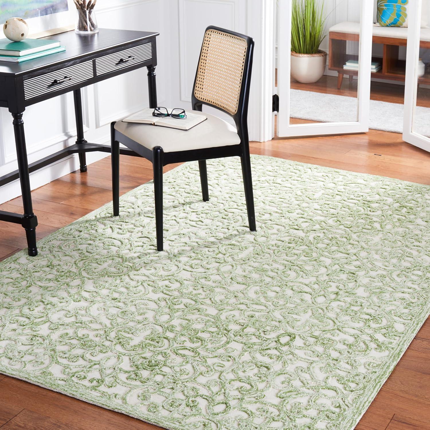 SAFAVIEH Trace Bryan Geometric Area Rug, Ivory/Green, 3' x 5'