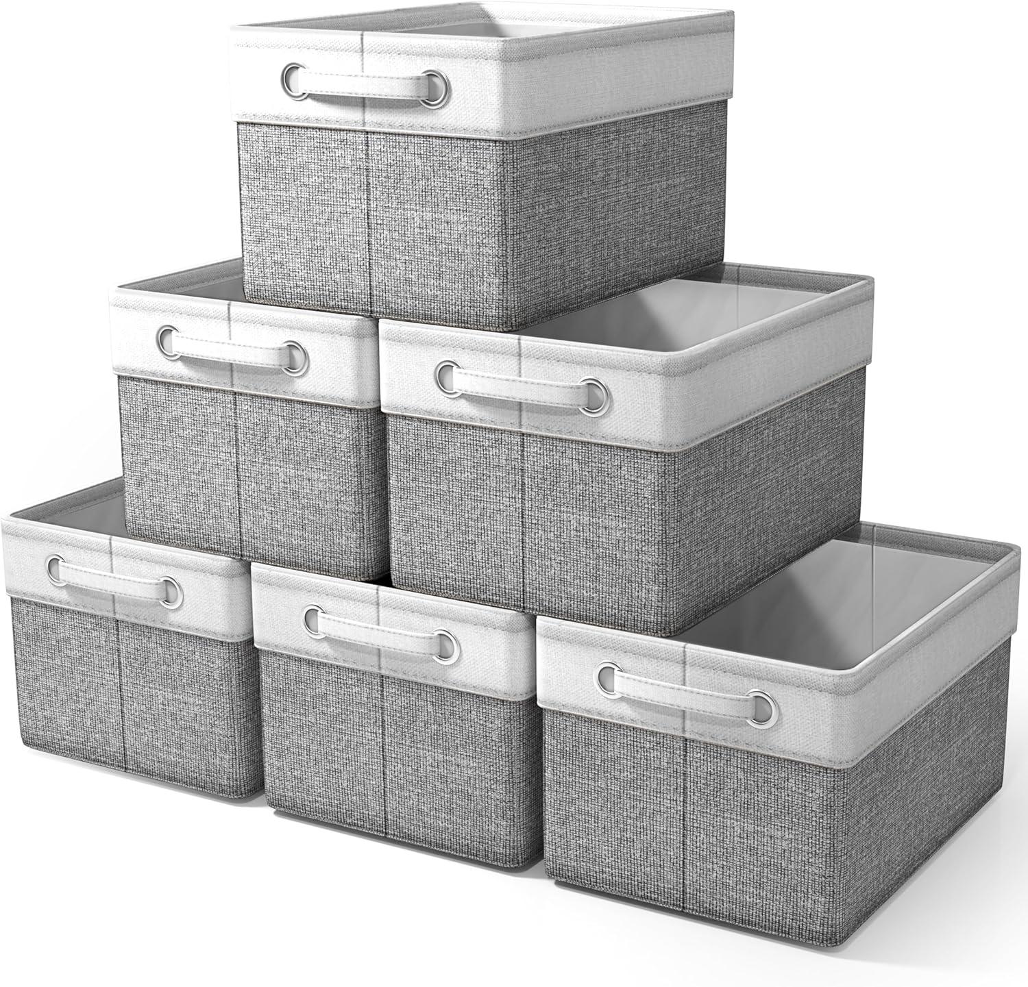 Sorbus Sorbus Fabric Storage Bins for Shelves Set of 6 - 15 Inch Sturdy Collapsible Storage Bins with 2 Handles, Foldable Baskets for Organizing Home, Closets, Shelf, Toys, Clothes, Large Decorative Storage Baskets