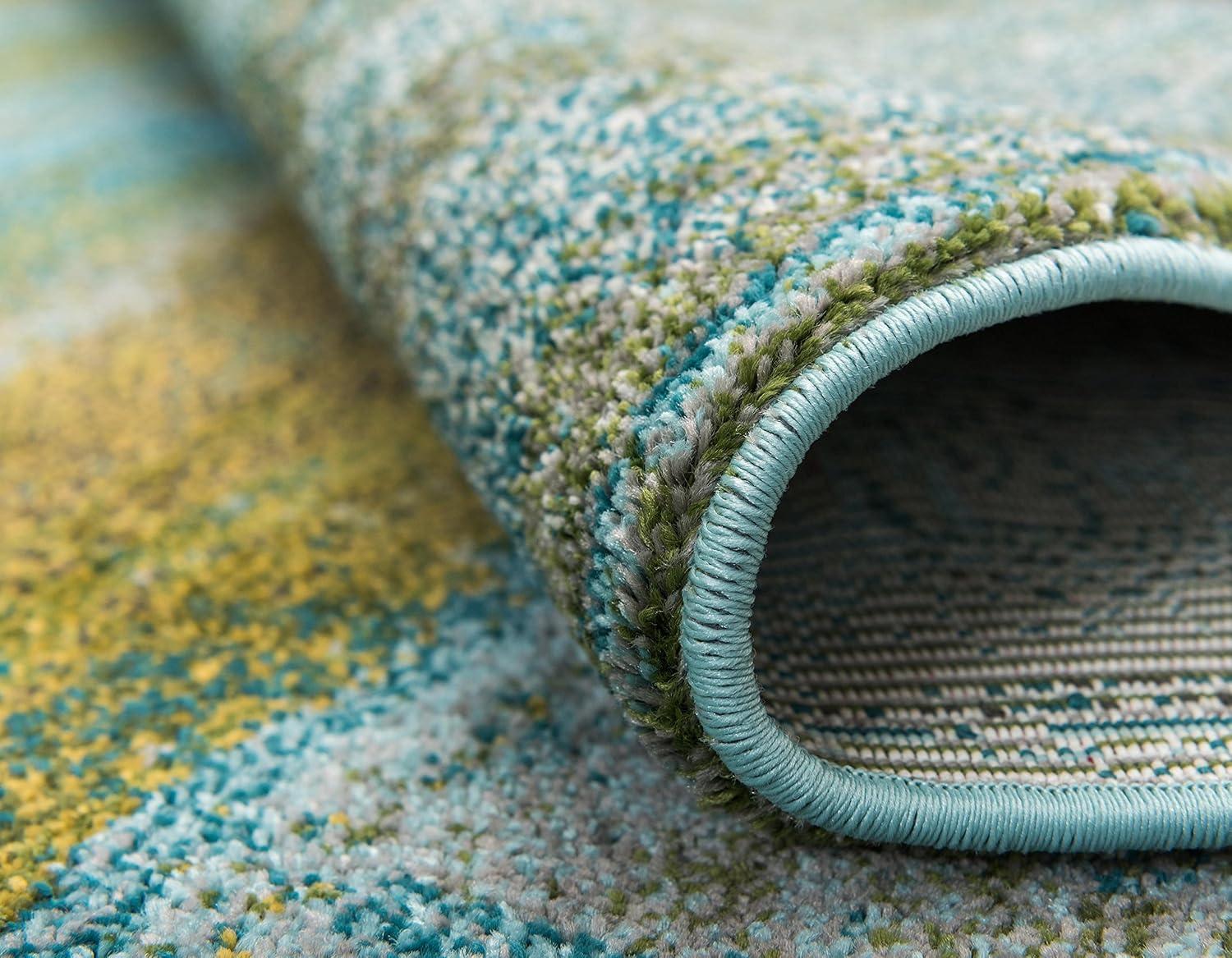 Unique Loom Jardin Collection Area Rug - Lilly (7' 1" x 10' Rectangle Turquoise/Gray)