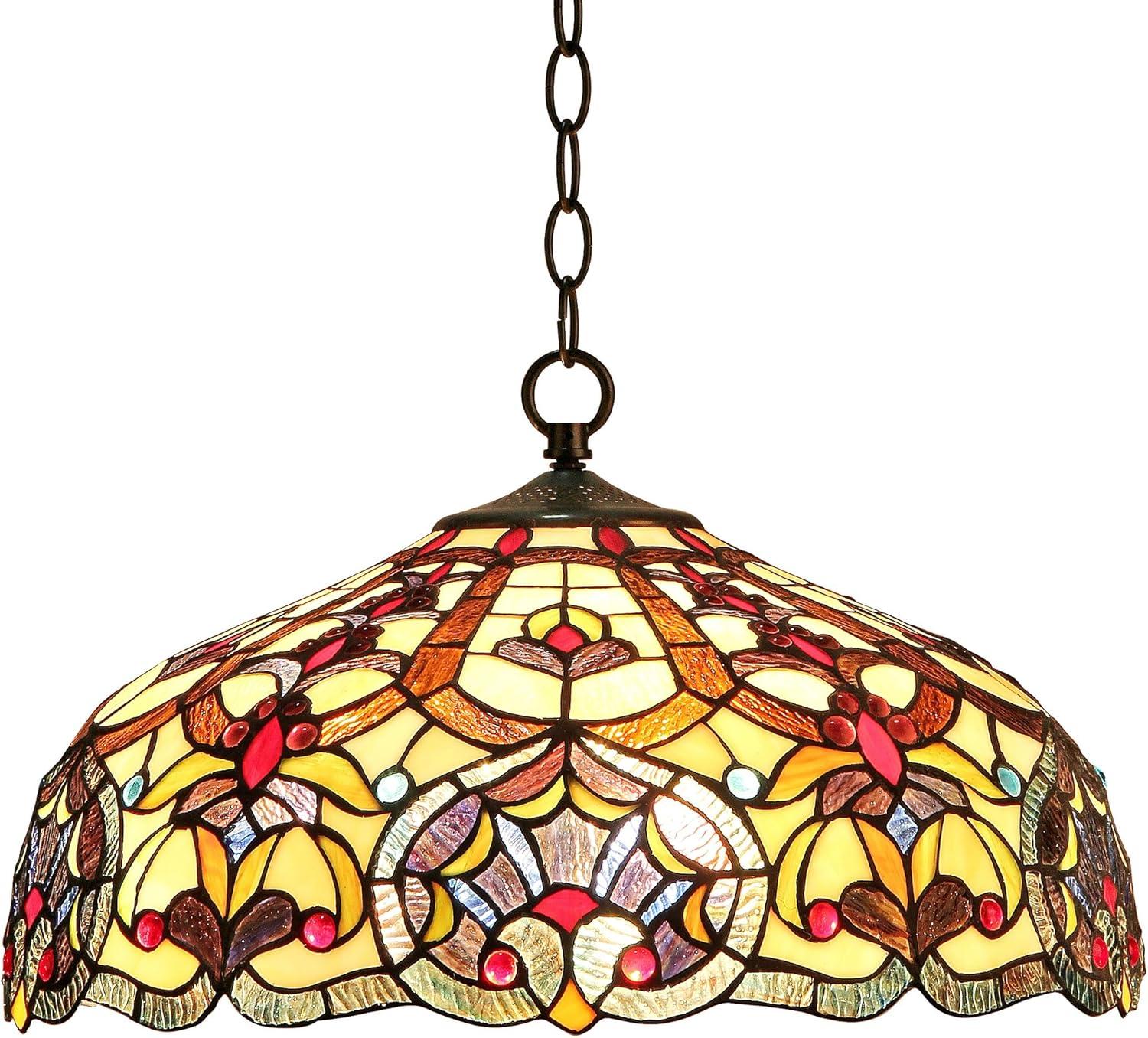 SADIE Tiffany-style 2 Light Victorian Ceiling Pendant Fixture 18" Shade