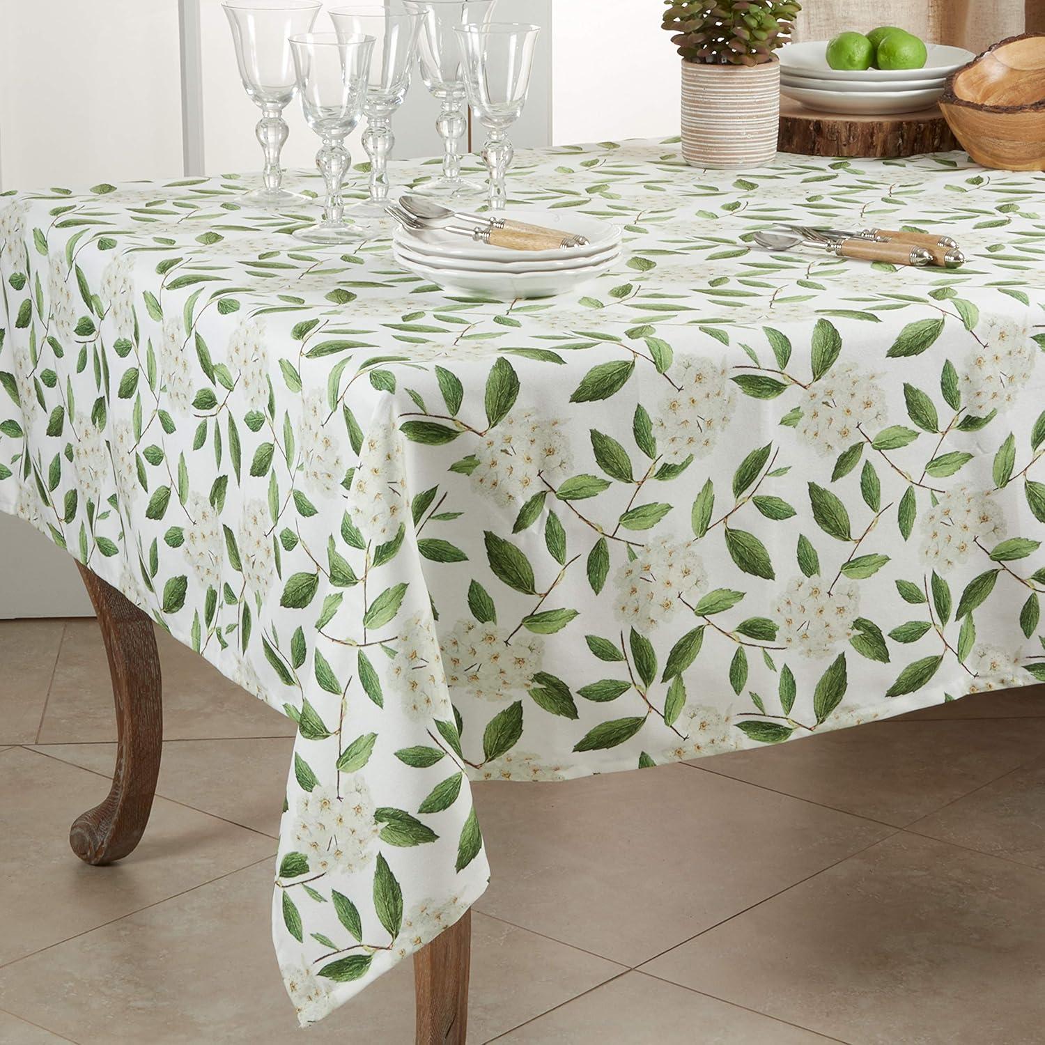 Saro Lifestyle Floral Square Tablecloth, 55", Green