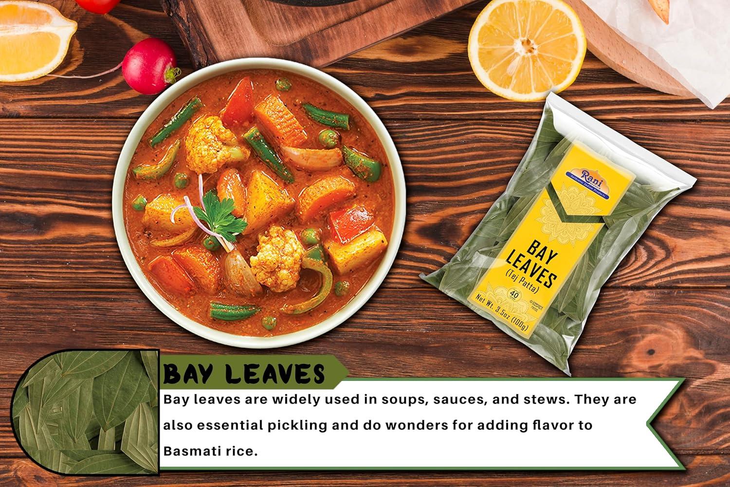 Rani Bay Leaf (Leaves) Whole Spice Hand Selected Extra Large 3.5oz (100g) ~ All Natural | Gluten Friendly | NON-GMO | Kosher | Vegan | Indian Origin (Tej Patta)