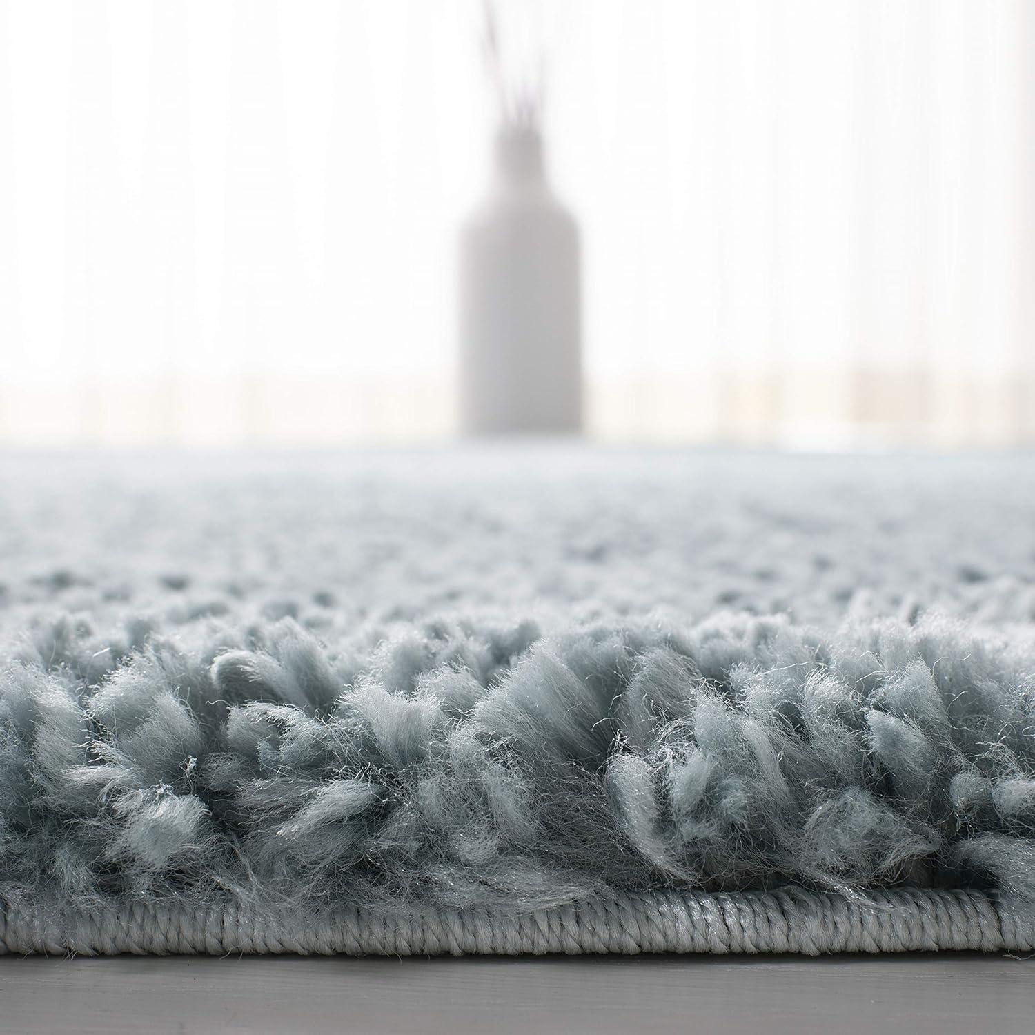 SAFAVIEH August Carlene Solid Plush Shag Area Rug, Aqua, 10' x 14'