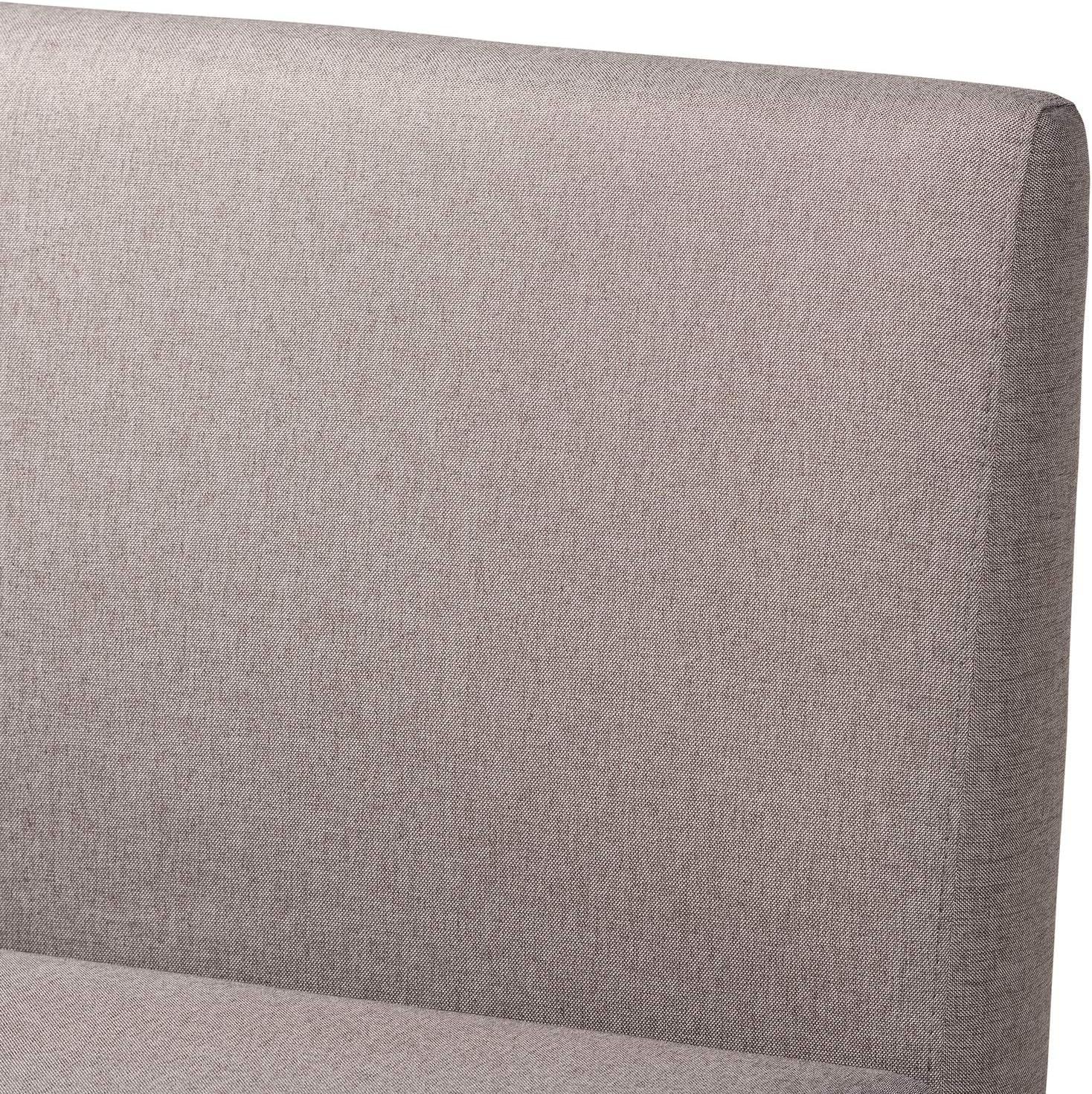 3pc Odessa Mid-Century Modern Fabric Upholstered Wood Dining Nook Set Walnut/Brown/Gray - Baxton Studio: Rectangle Table, Polyester Seat