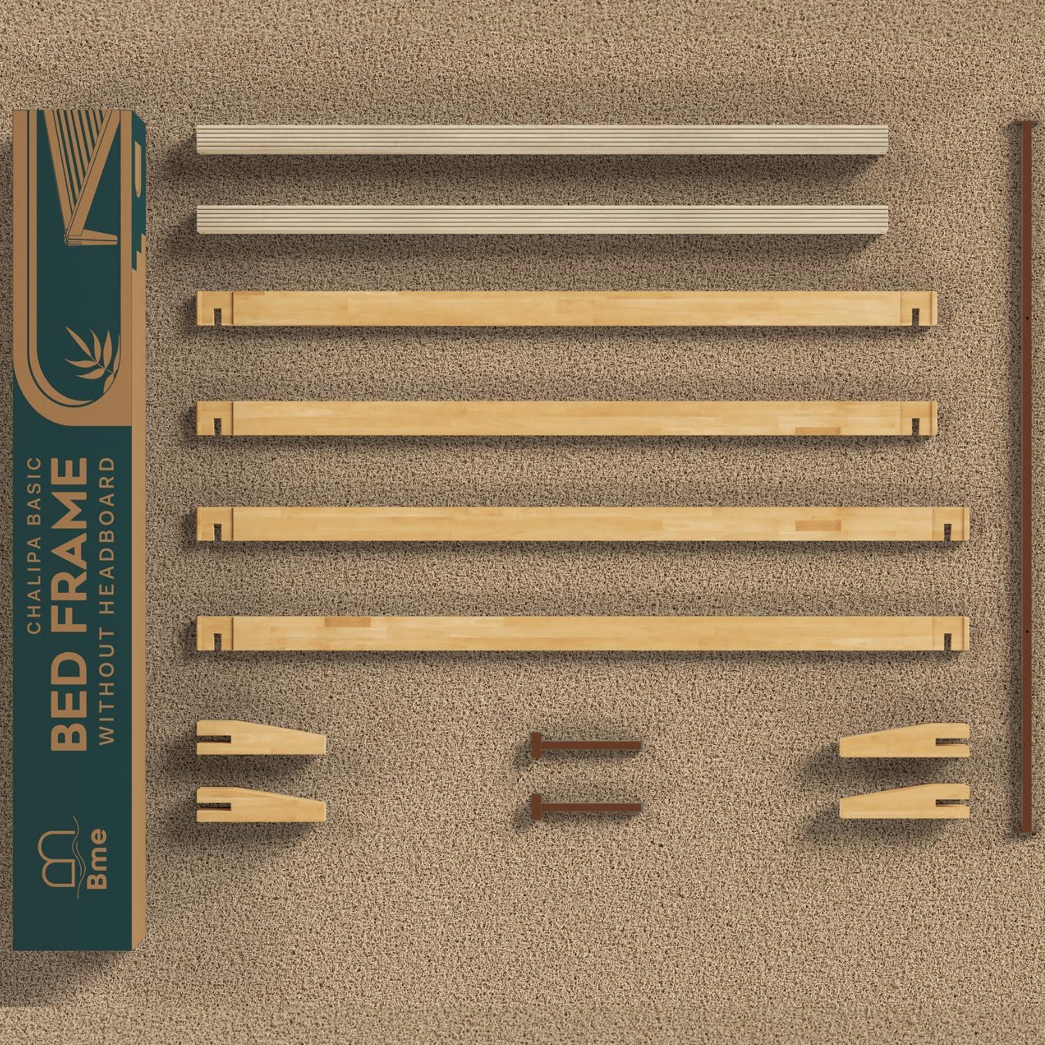 Natural Wood King Platform Bed Frame with Storage