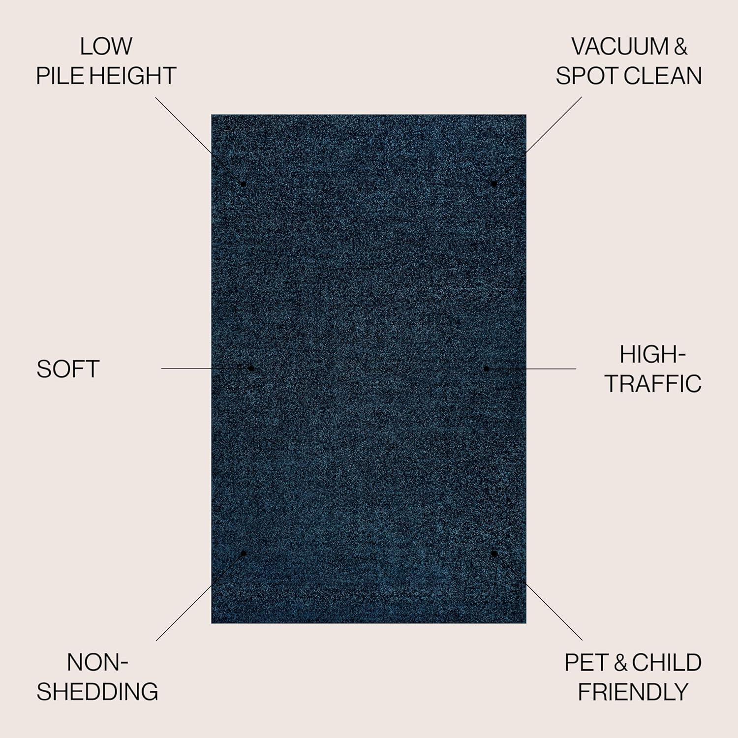 8'x10' Haze Solid Low-Pile Area Rug, Navy - JONATHAN Y