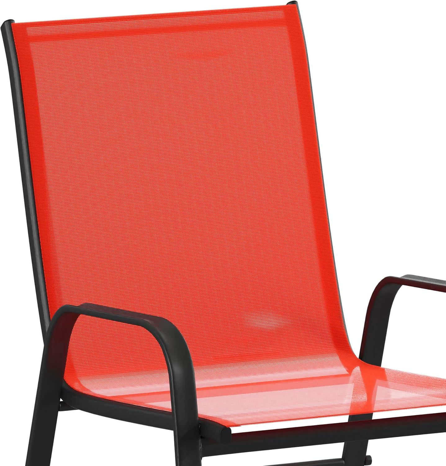 Flash Furniture Brazos Metal Patio Stack Chair in Red (Set of 4)