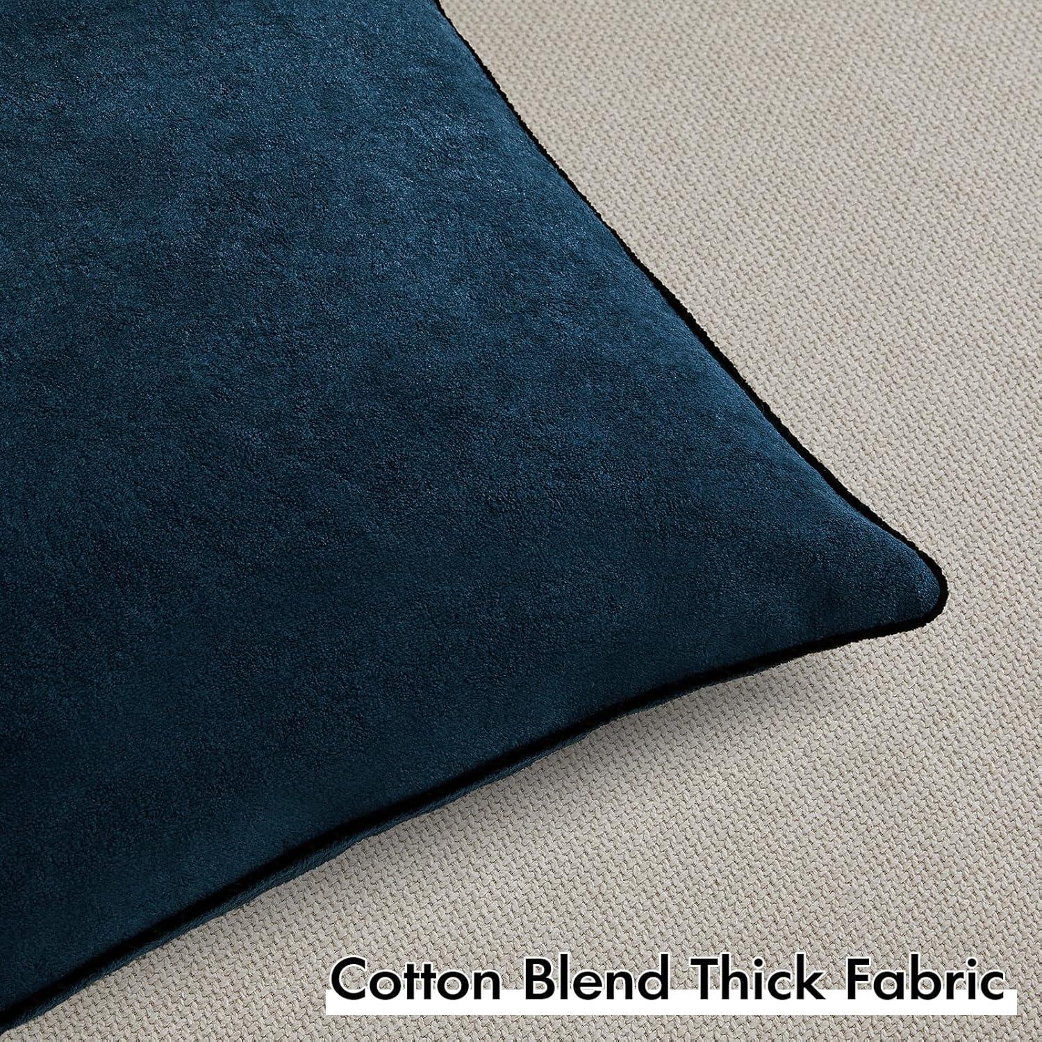 PAVILIA Set of 2 Throw Pillow Covers, Decorative Velvet Square Cushion Cases for Bed Sofa Couch Bedroom Living Room, Navy Blue/20 x 20