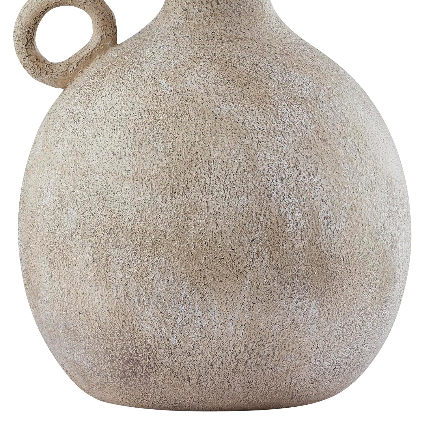Rustic Beige Resin Table Lamp with White Linen Shade