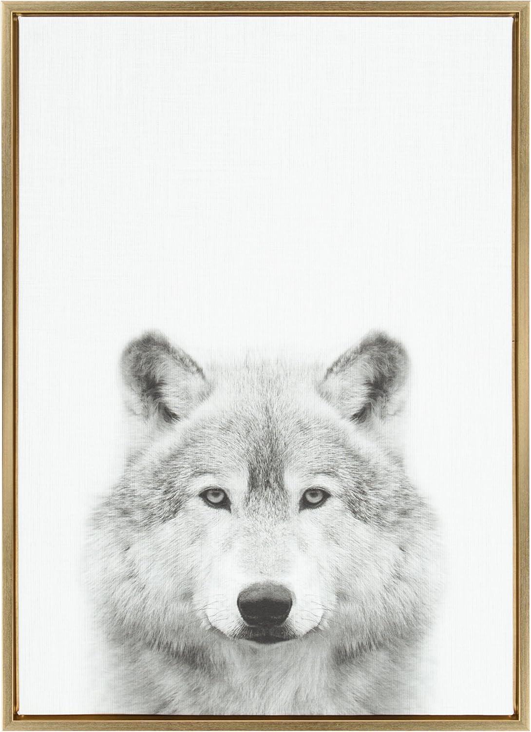 33" x 23" Sylvie Wolf Animal Print And Portrait By Simon Te Tai Framed Wall Canvas - Kate & Laurel