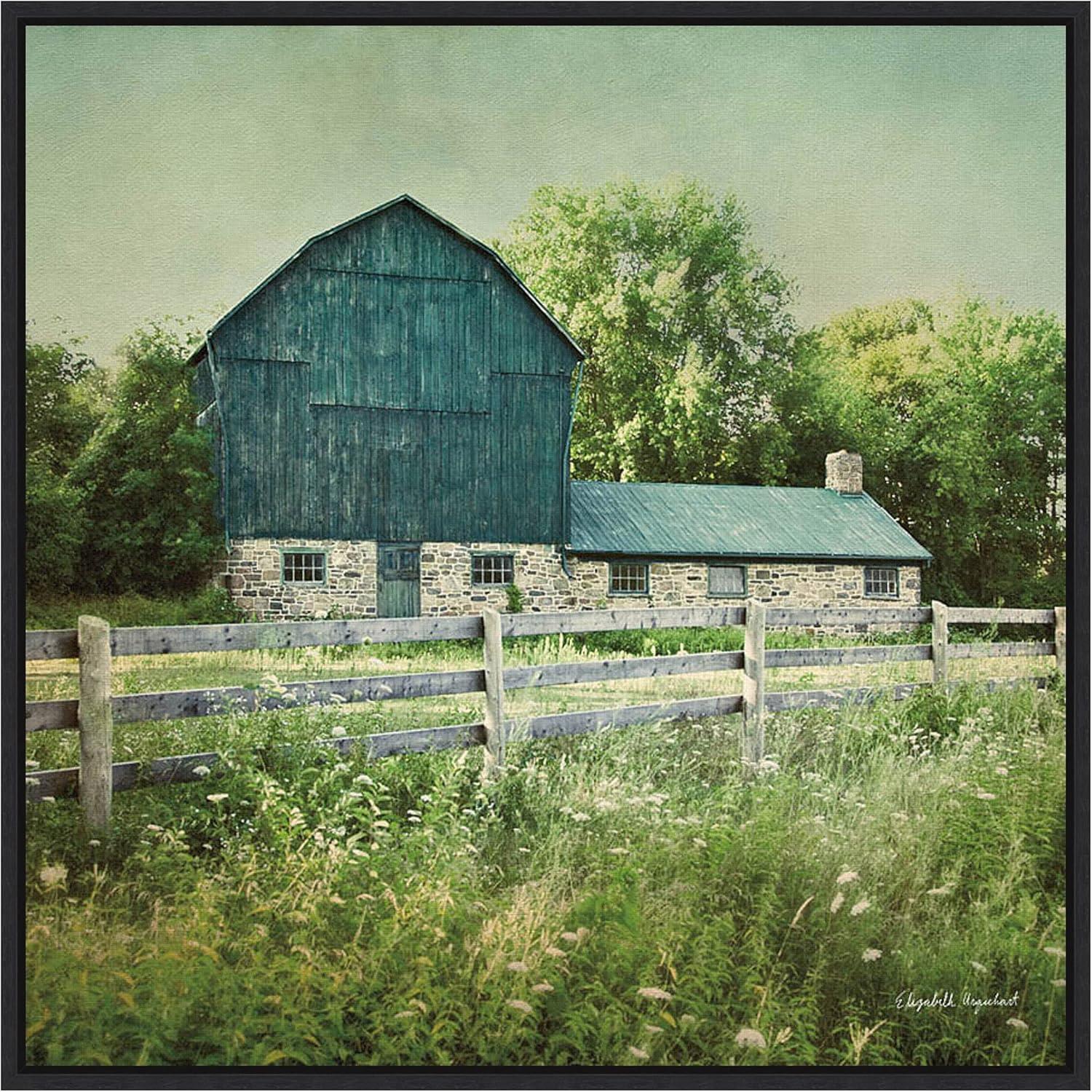 Blissful Country Barn Landscape Framed Canvas Art Print