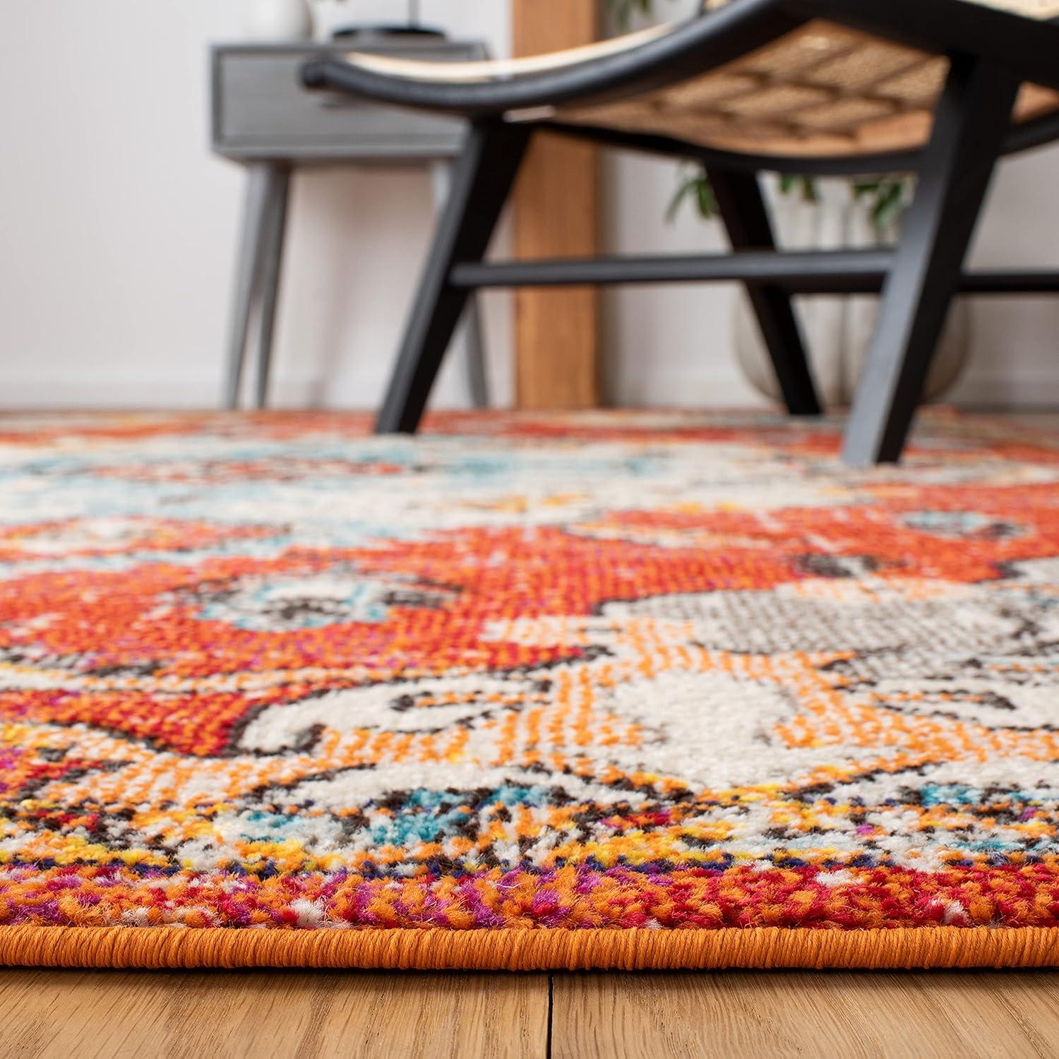 Monaco MNC243 Power Loomed Indoor Accent Rug - Orange/Light Blue - 3'x5' - Safavieh