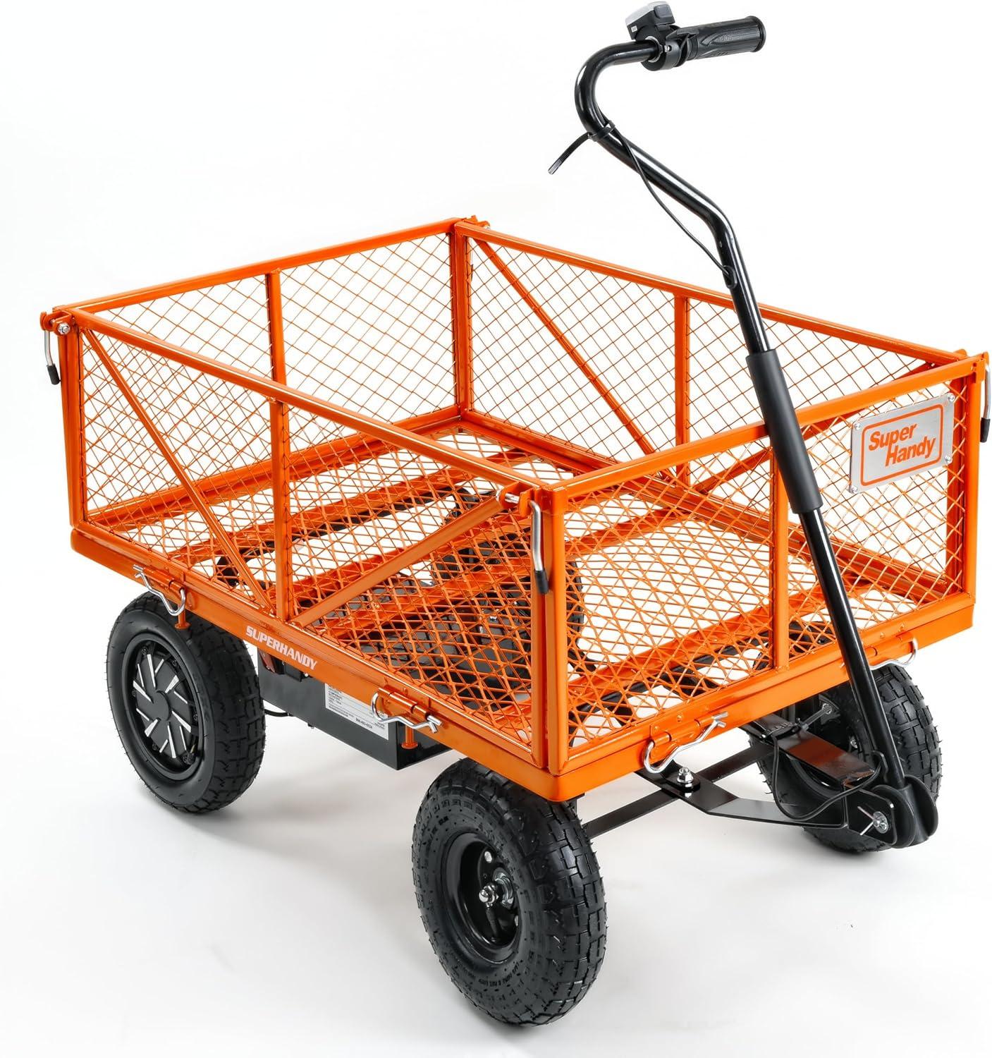 Electric-Assist Orange Alloy Steel Outdoor Utility Wagon