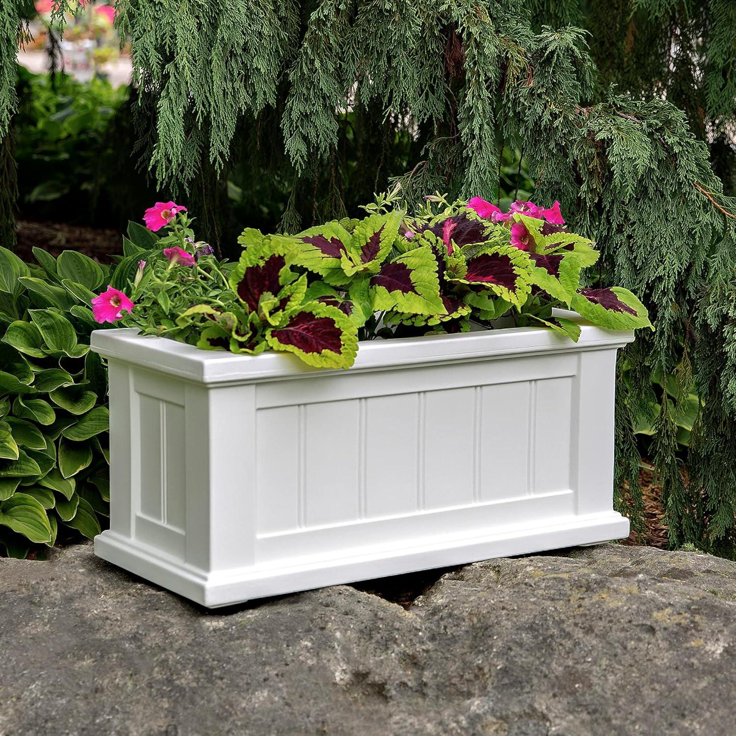 Mayne Cape Cod 24" x 11" x 11" Rectangle White Self-Watering Polyethylene Planter
