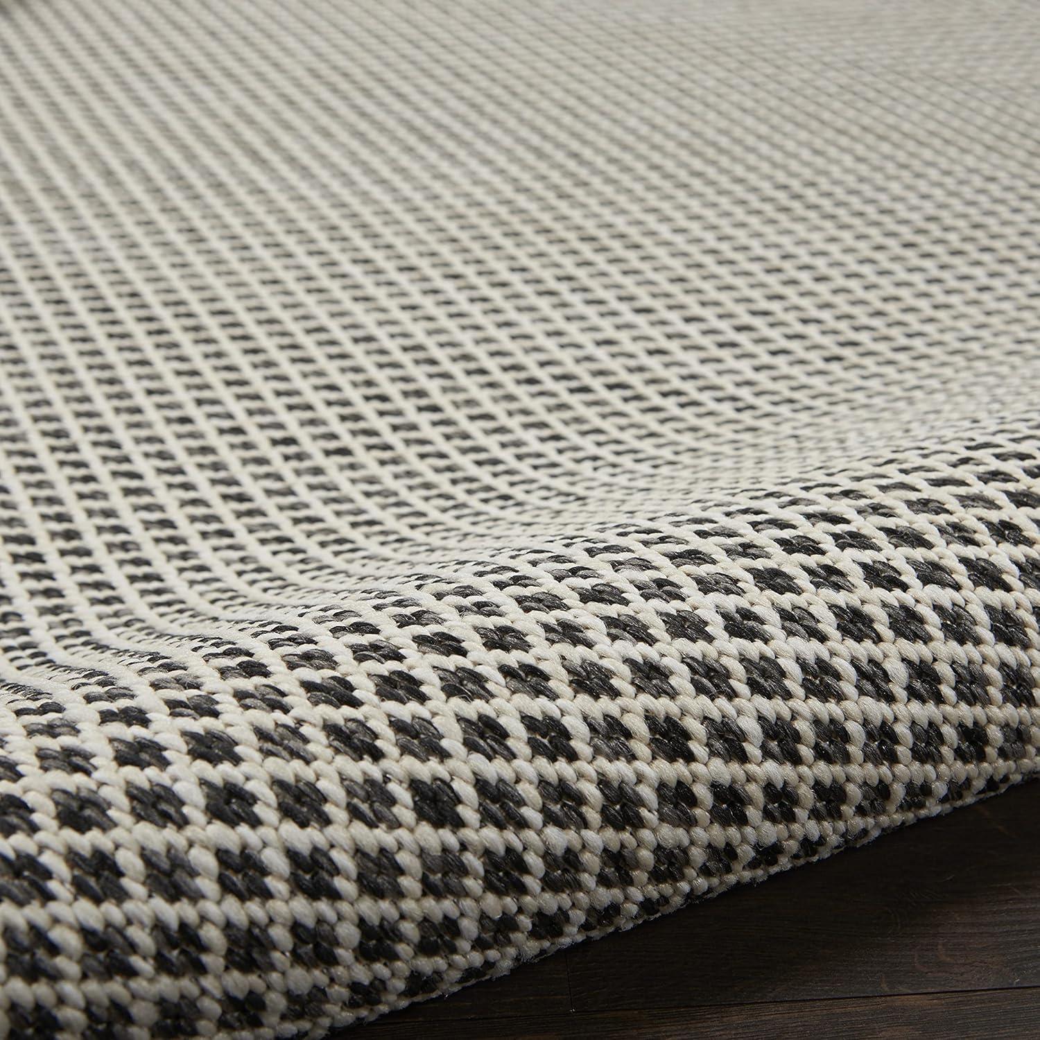 Nourison 2'2" x 10' Courtyard Modern Easy Care Flatweave Indoor Outdoor Runner Rug Ivory/Charcoal
