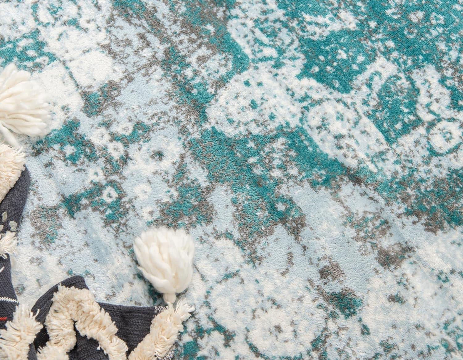 Unique Loom Sofia Collection Area Rug - Salle Garnier (6' 1" x 9' Rectangle Turquoise/Blue)