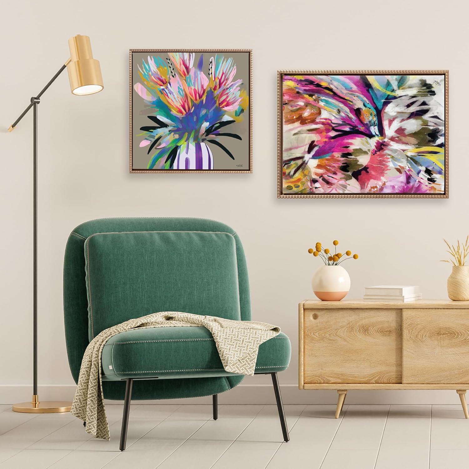 18"x24" Sylvie Beaded Amaze Framed Canvas by Inkheart Designs Gold - Kate & Laurel All Things Decor