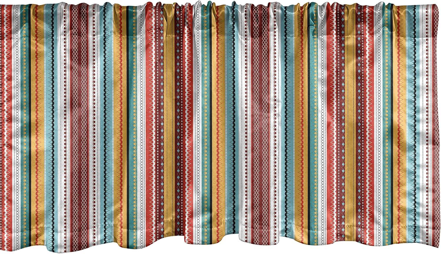 Multicolor Bohemian Striped Satin Rod Pocket Valance