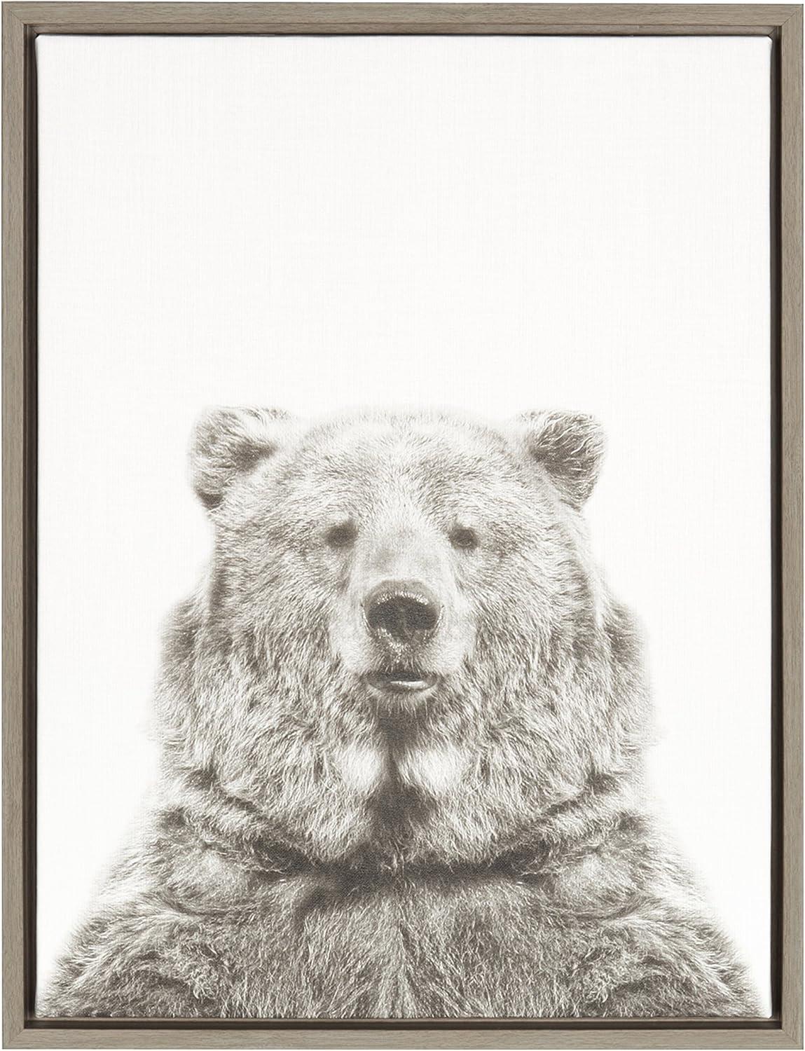 Bear Framed Kids' Canvas Art Gray (24"x18") - Uniek