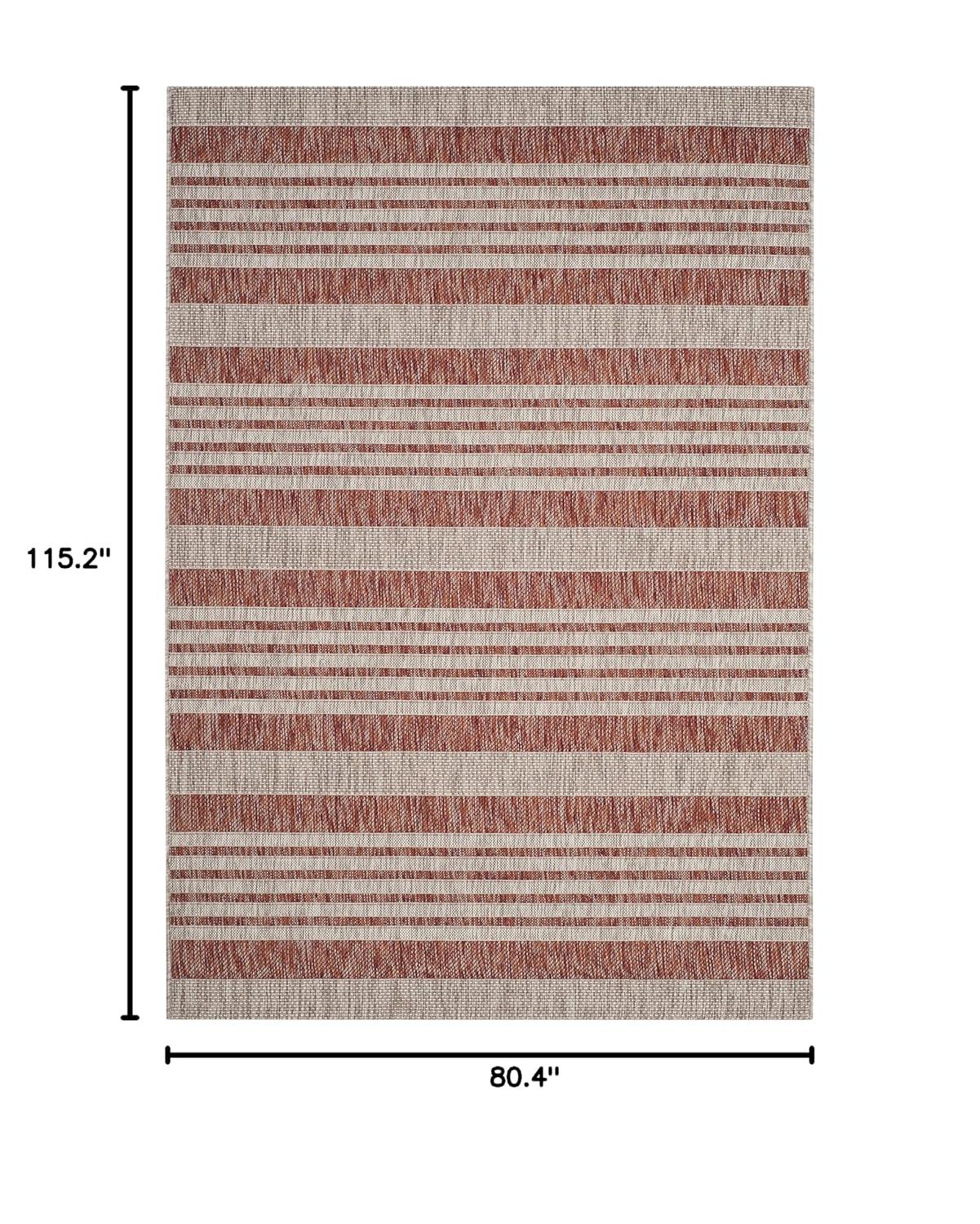 Courtyard CY8062 Power Loomed Indoor and Outdoor Area Rug - Red/Beige - 6'7"x9'6" - Safavieh