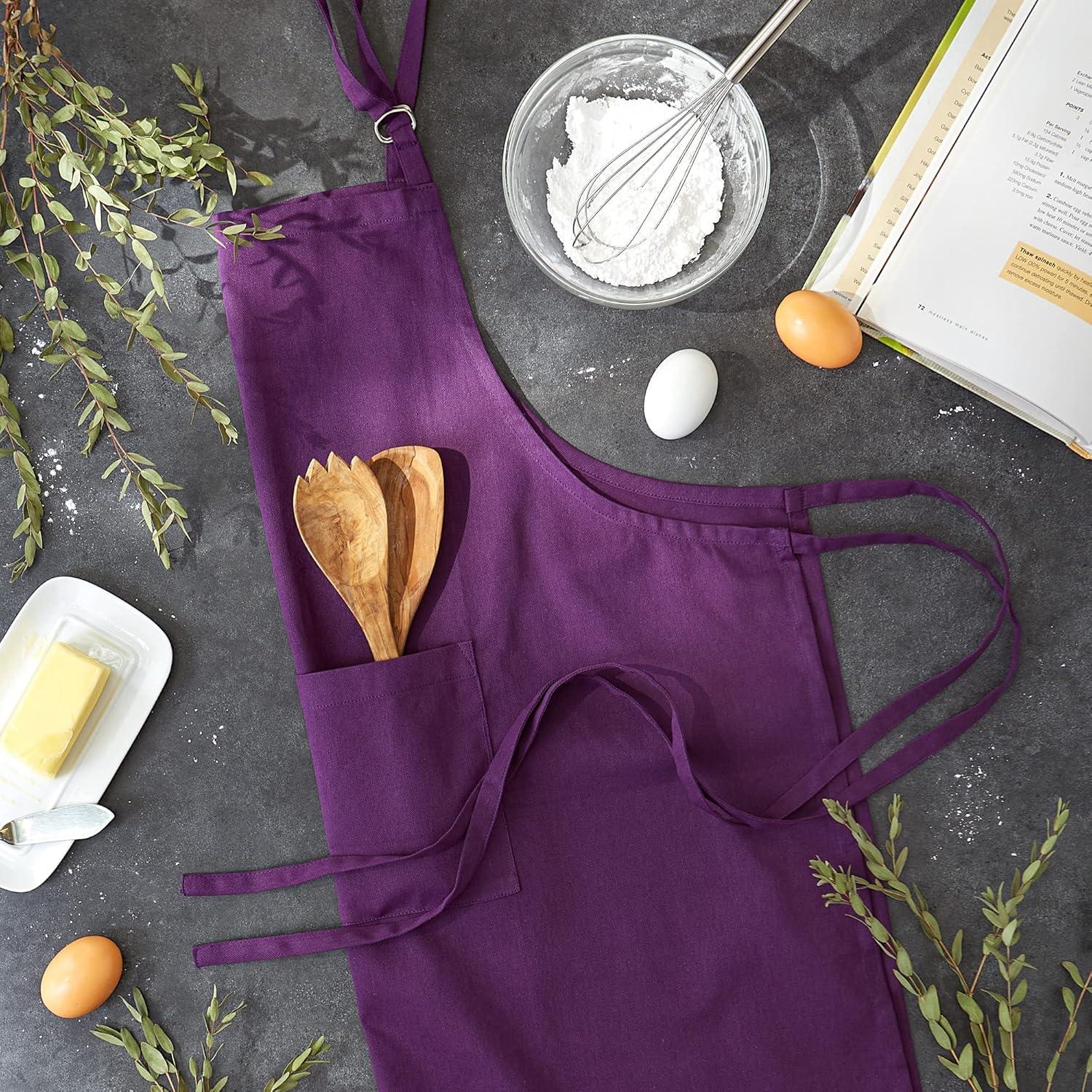 DII Everyday Basic Kitchen Collection, Plus Size Apron, Eggplant