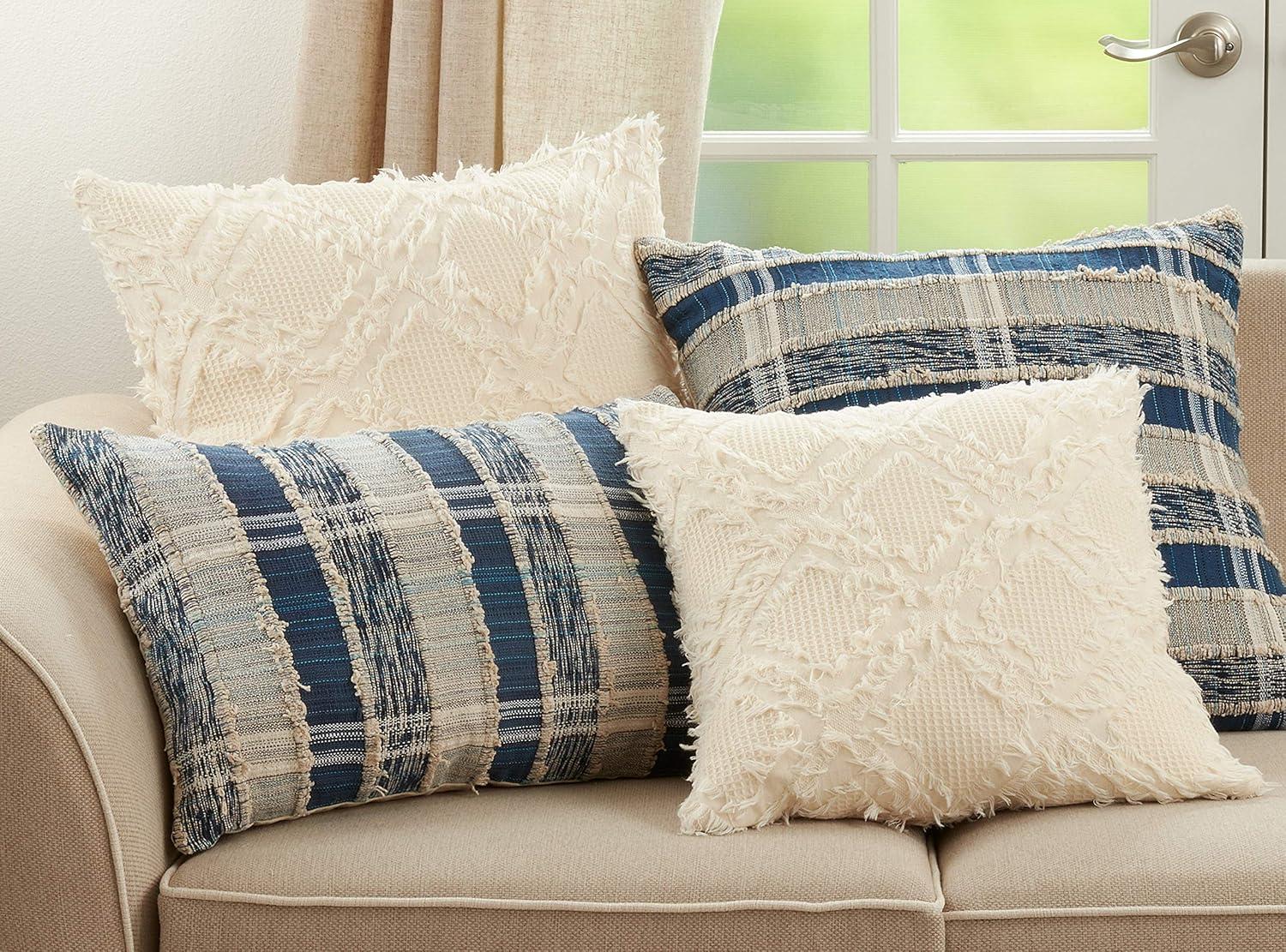 Saro Lifestyle Saro Lifestyle Striped Design Woven Cotton Pillow Cover