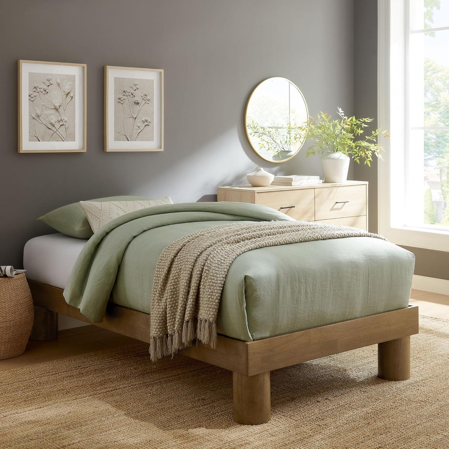 Modway Runa Wood Platform Bed In French Oak