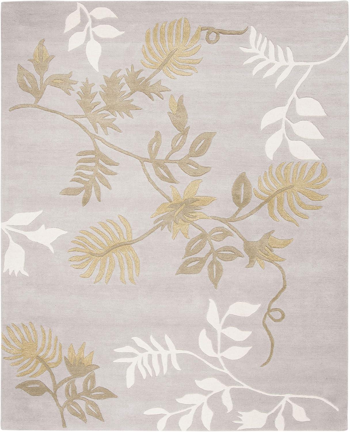 SAFAVIEH Soho Collection 7'6" x 9'6" Light Grey SOH313B Handmade Premium Wool & Viscose Area Rug