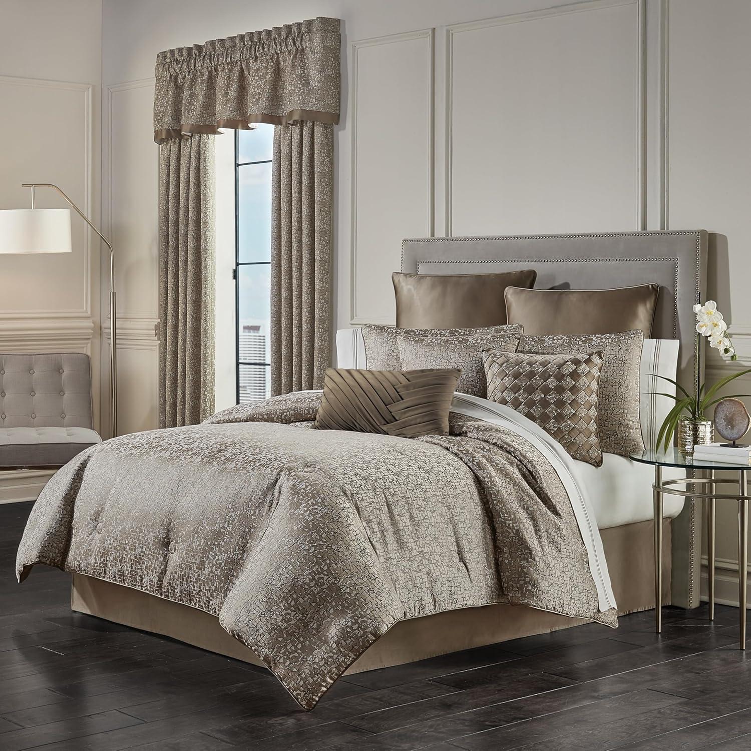 Taupe and Ivory Microfiber Queen Comforter Set