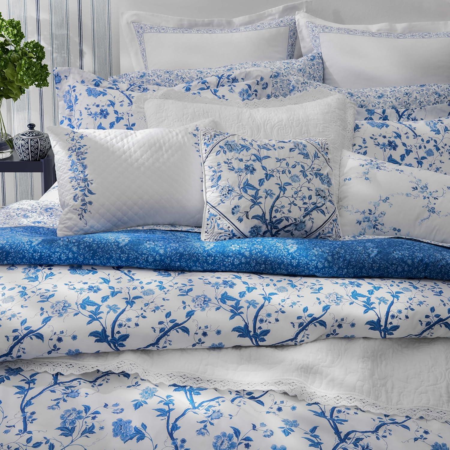 Charlotte Blue Cotton Twin Reversible Comforter Set