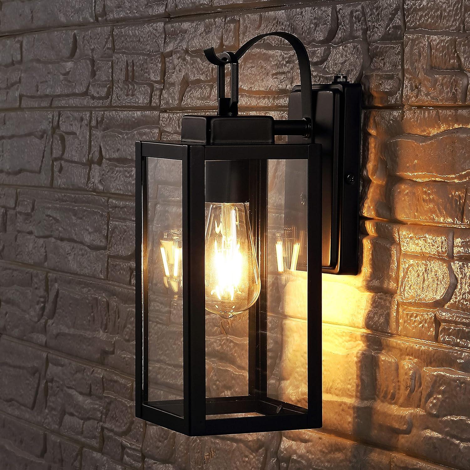 Clemens Outdoor Wall Sconce Lights (Set of 2) - Matte Black - Safavieh.