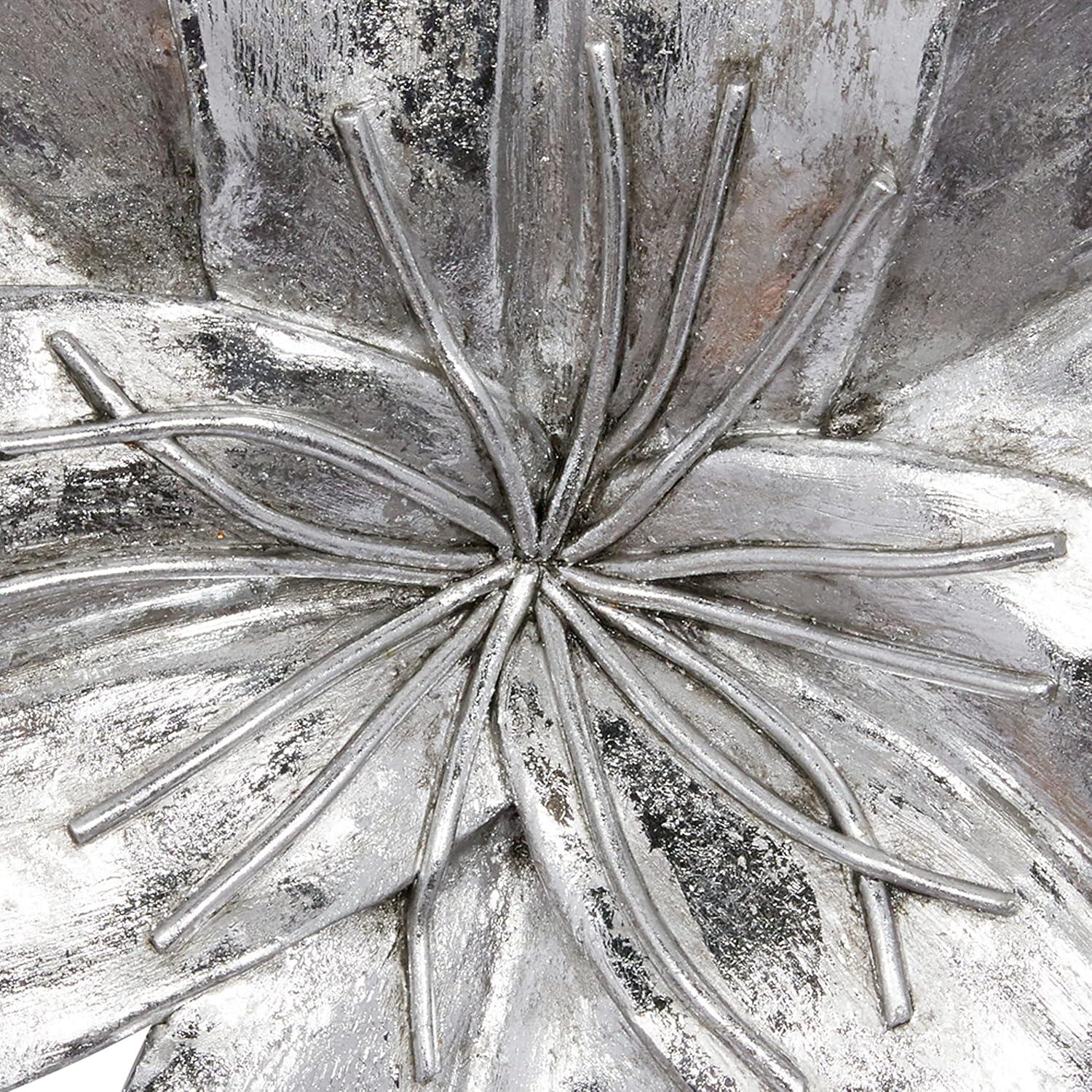 DecMode Silver Polystone 3D Floral Wall Decor (3 Count)